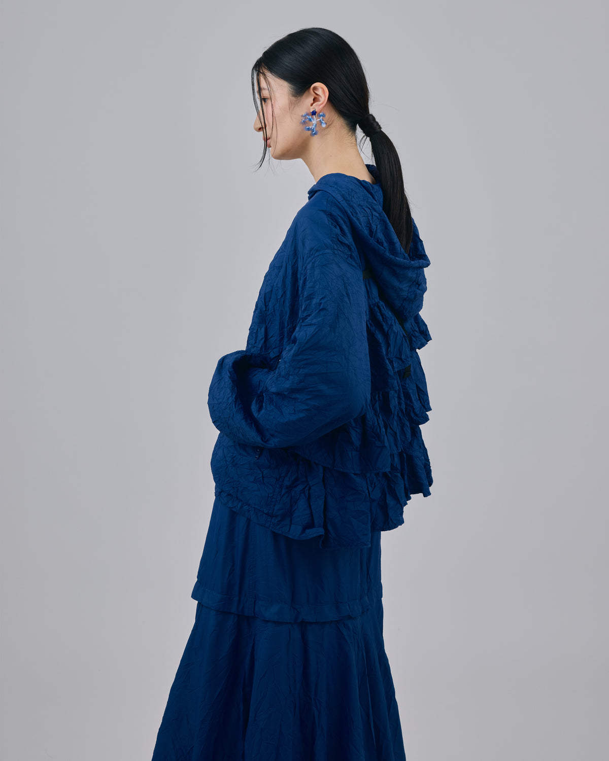 CRINKLE TIERED SHELL (NAVY)