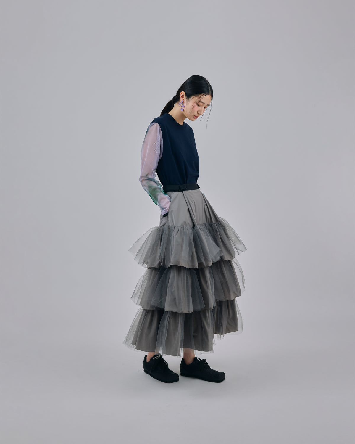 3WAY TULE TIERED SKIRT (GRAY)
