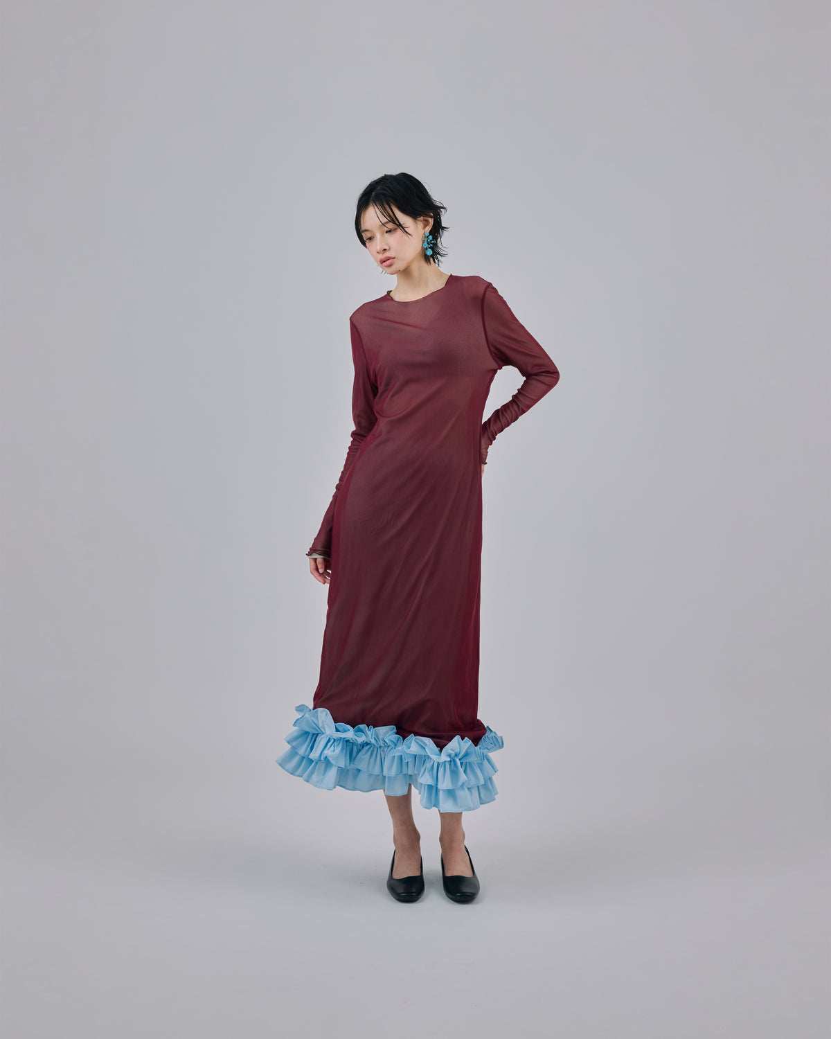 FRILL MESH SKIRT (BLUE)