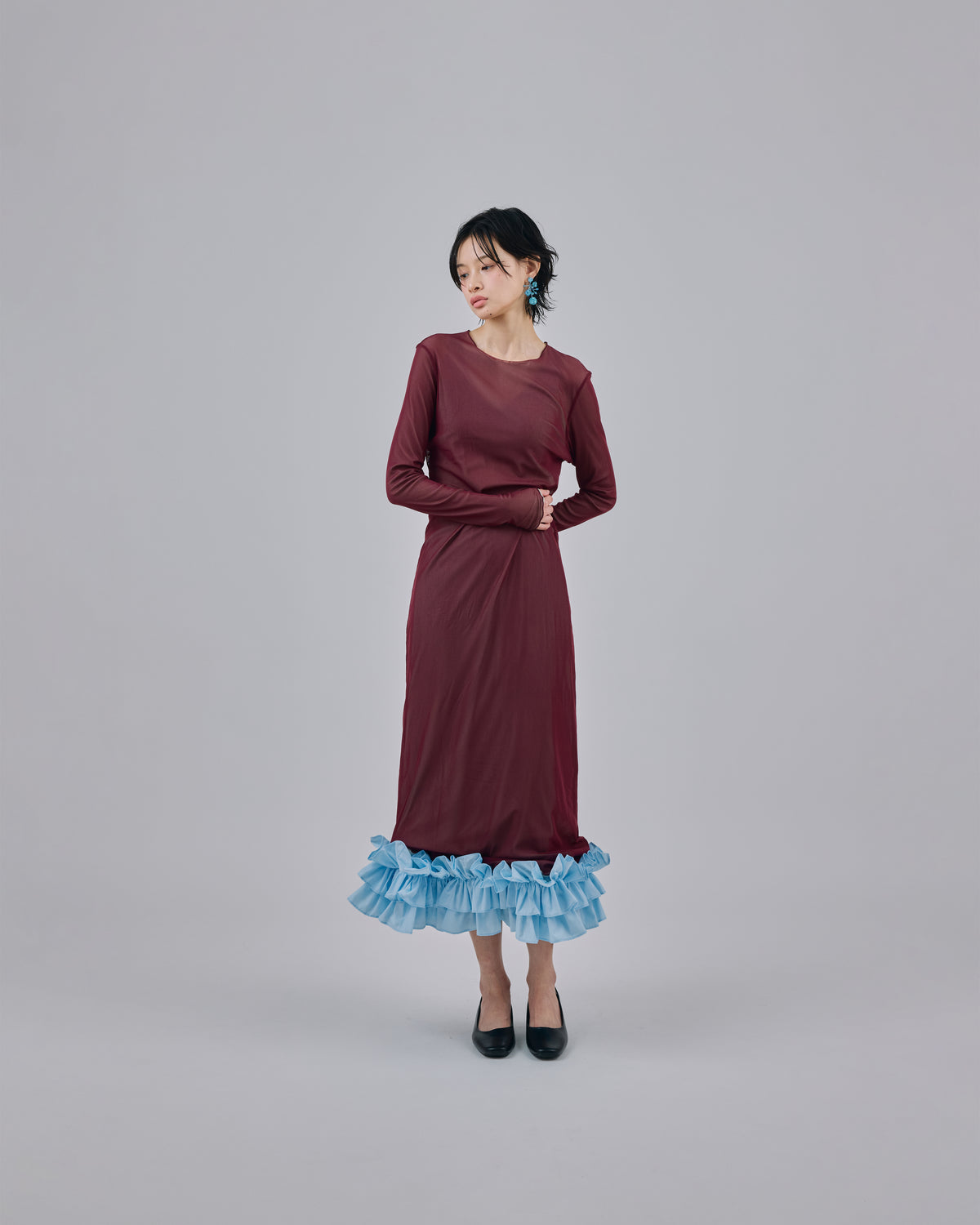 FRILL MESH SKIRT (BLUE)