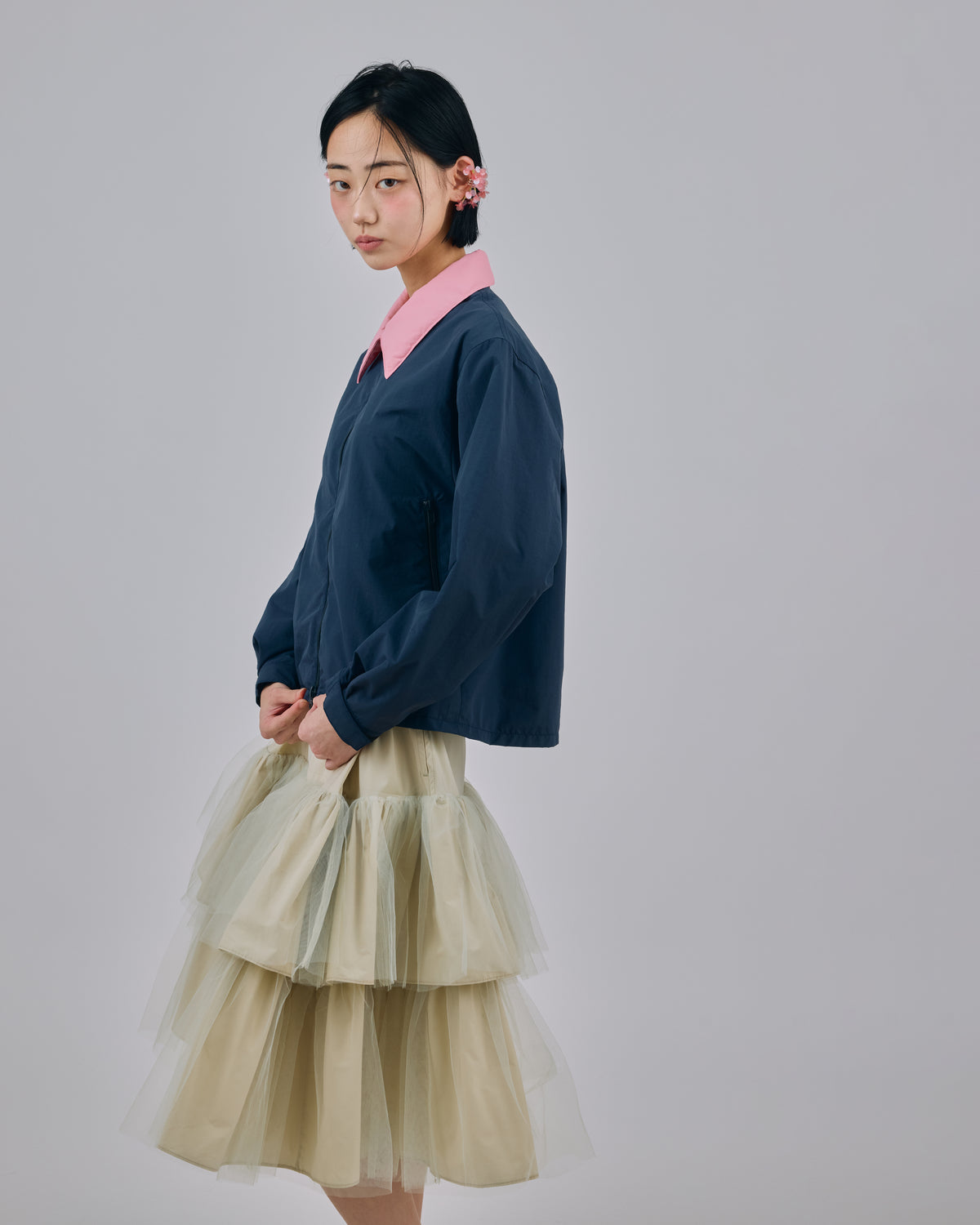 BI COLOR TECH BLOUSON (NAVY x PINK)