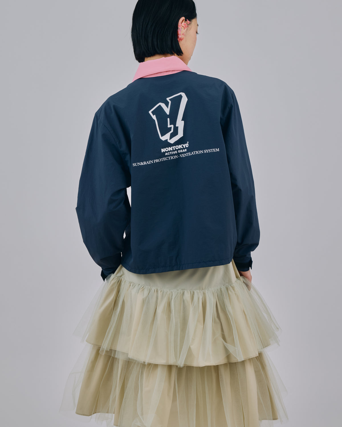 BI COLOR TECH BLOUSON (NAVY x PINK)