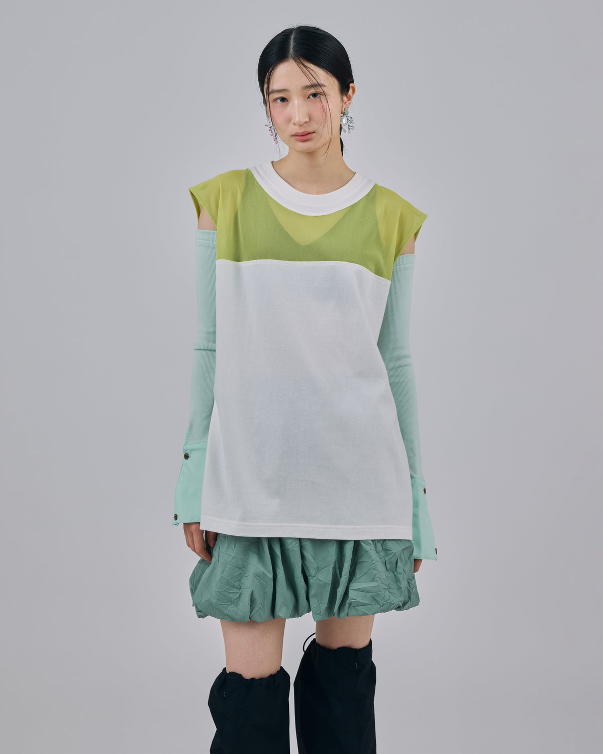 CRINKLE BALLOON SHORTS (M.GREEN)