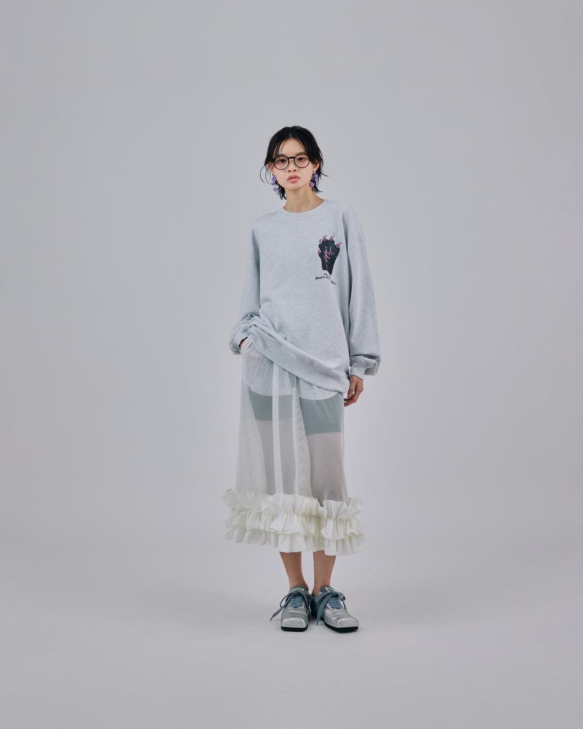 FRILL MESH SKIRT (WHITE)
