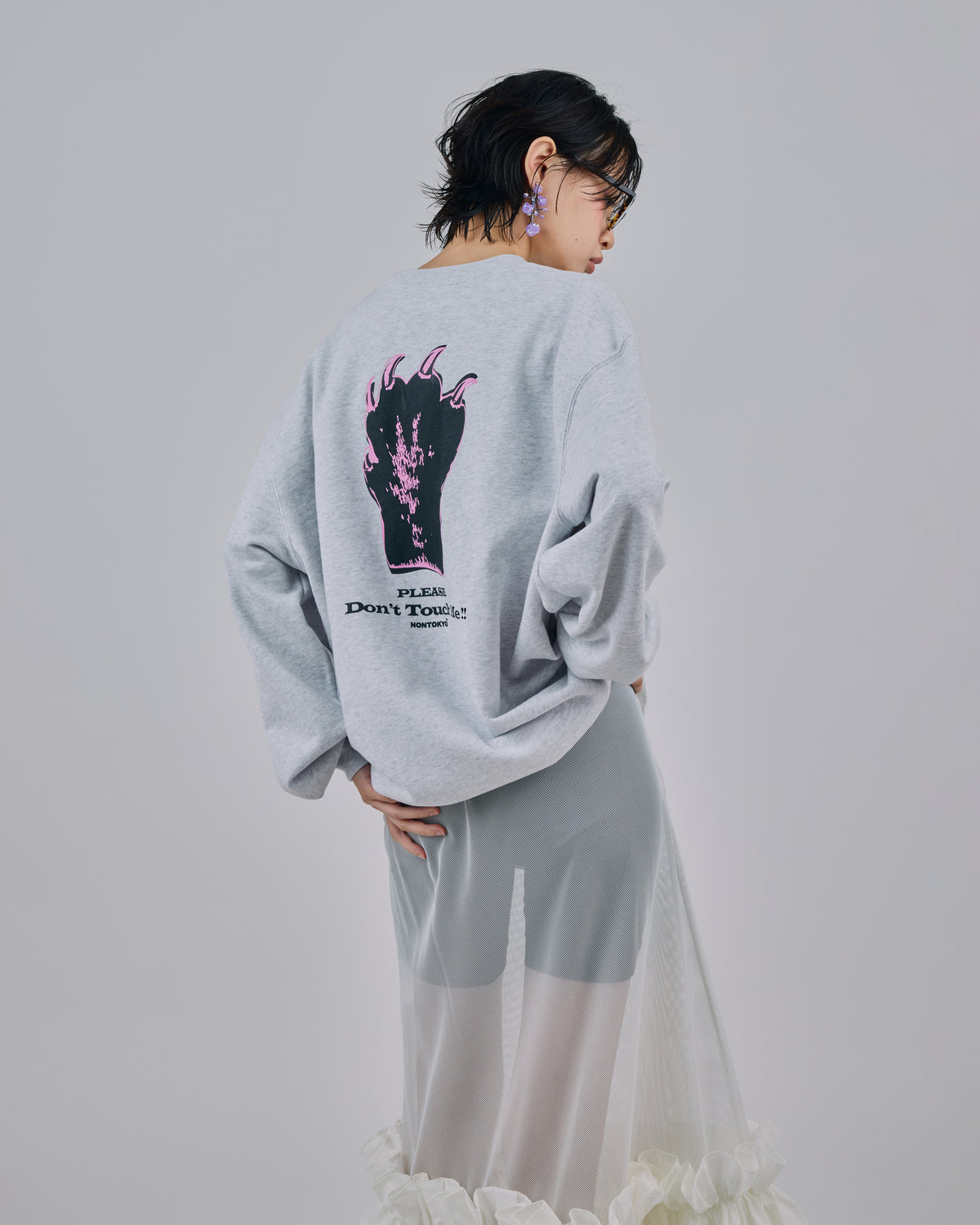 HAND PRINT PULLOVER SWEAT (GRAY)