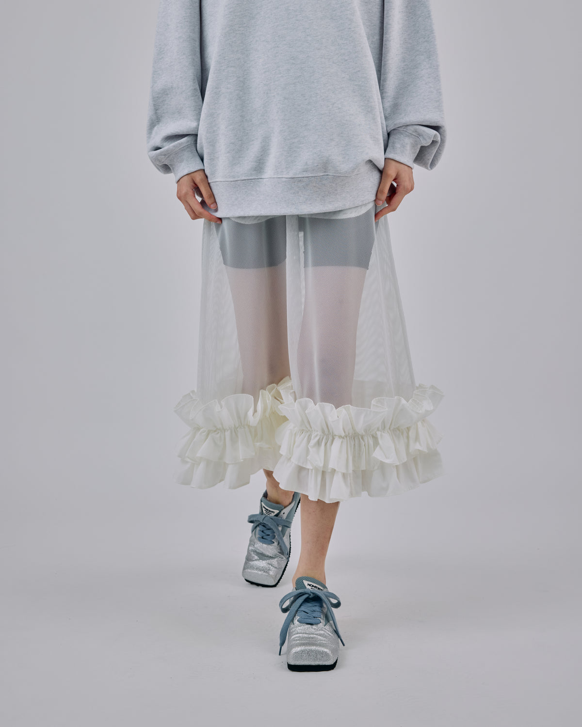 FRILL MESH SKIRT (WHITE)