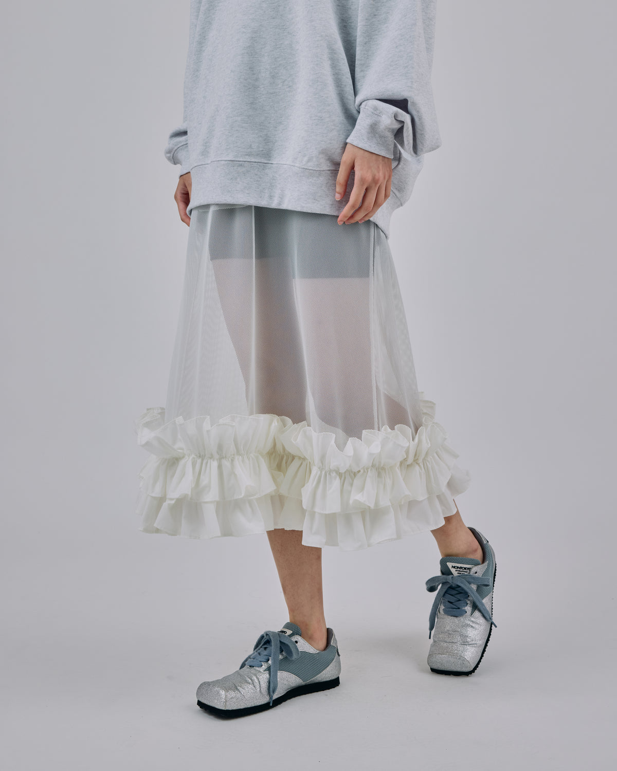FRILL MESH SKIRT (WHITE)