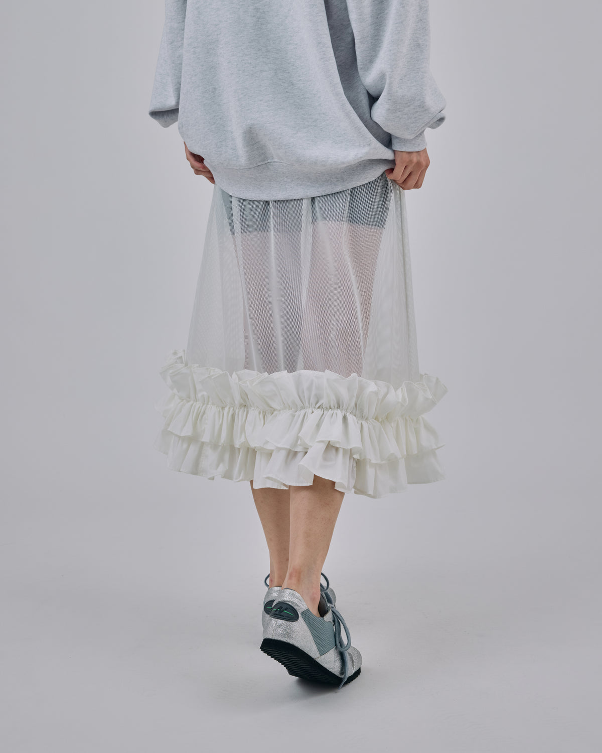 FRILL MESH SKIRT (WHITE)