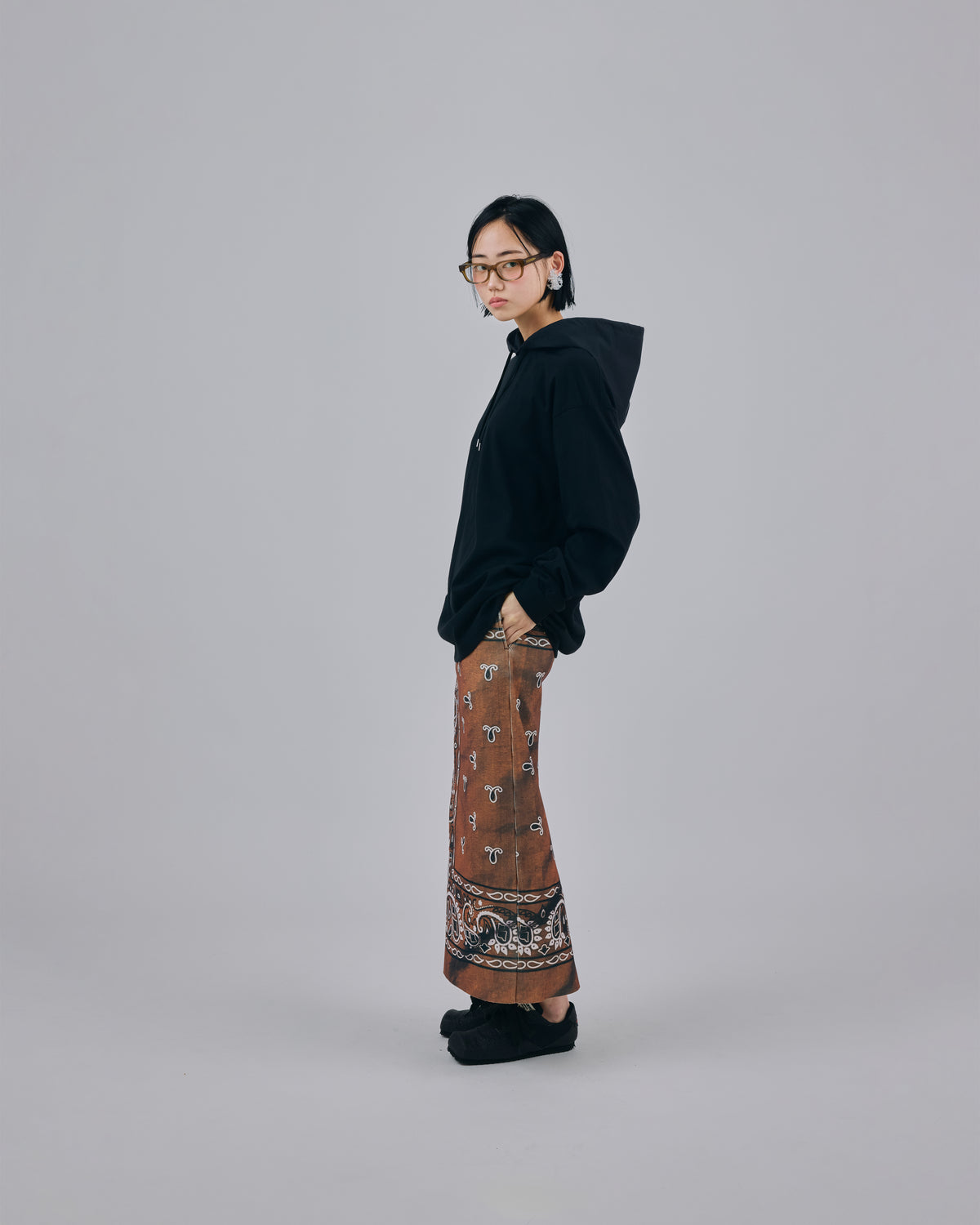 PRINT RIB SKIRT (BANDANNA BROWN)