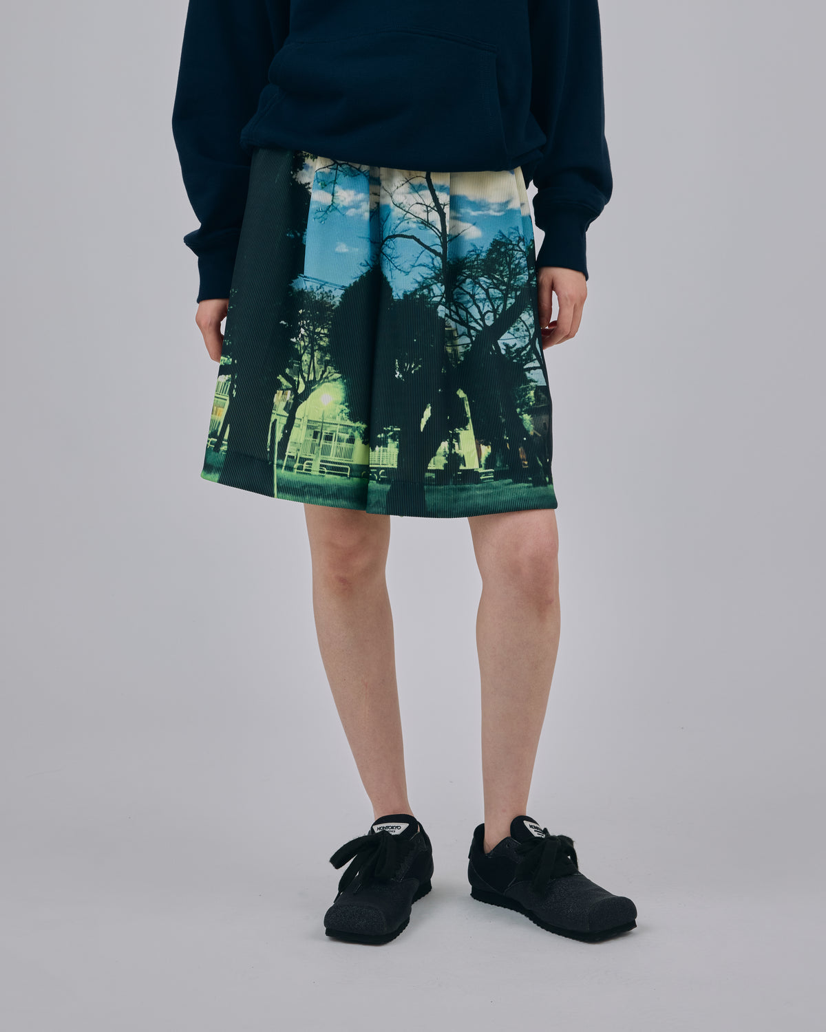 PRINT RIB WIDE SHORTS (PARK)