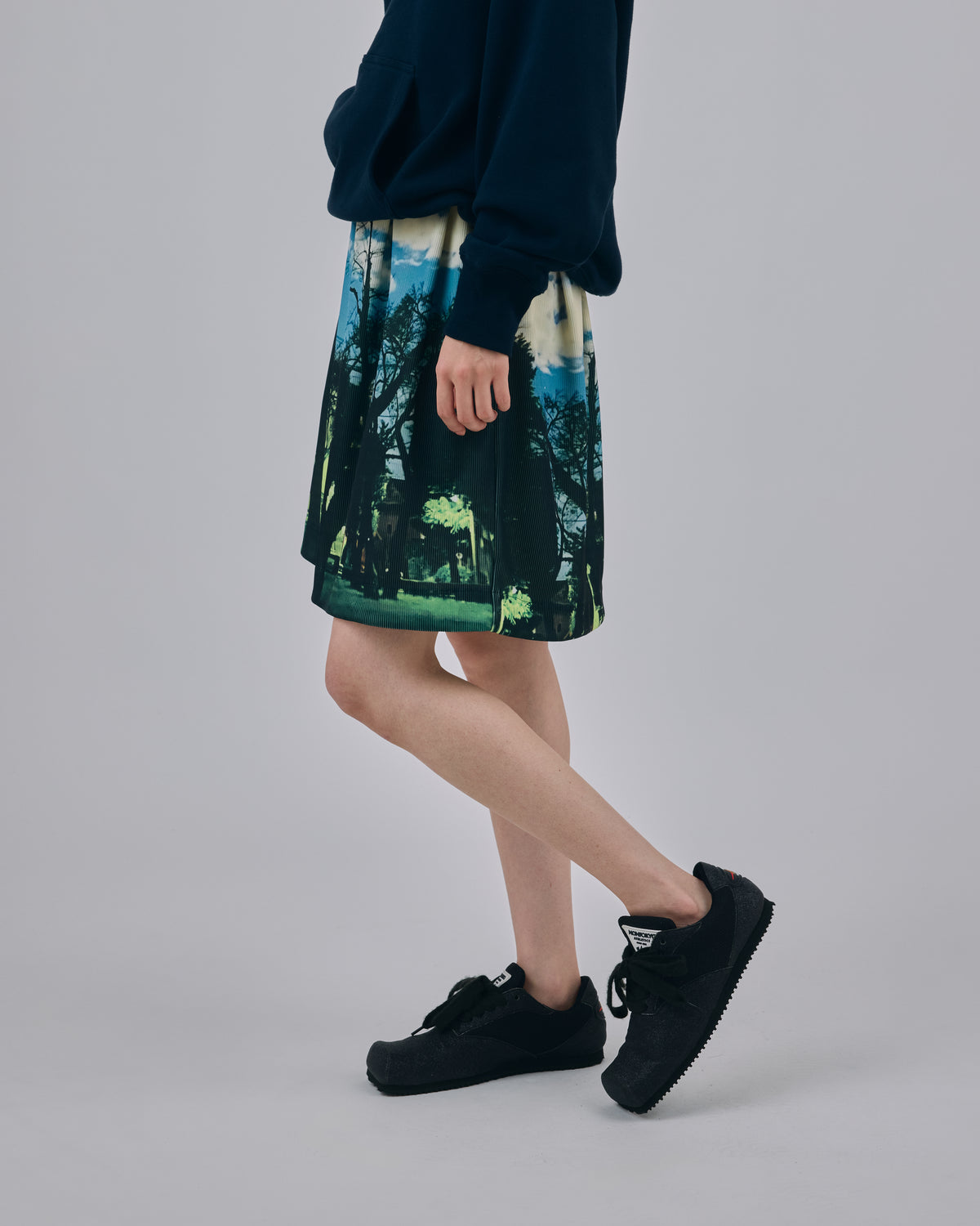 PRINT RIB WIDE SHORTS (PARK)