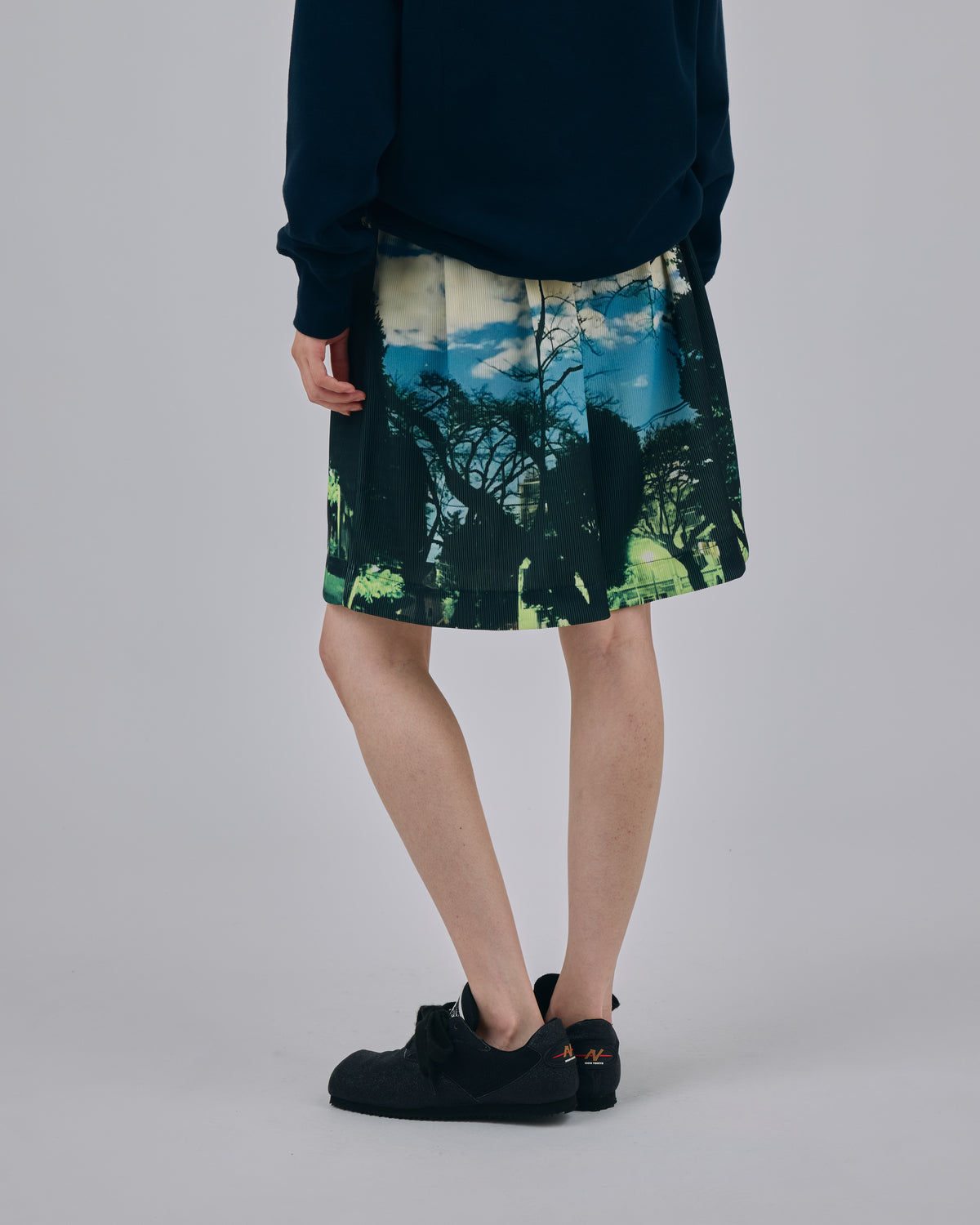 PRINT RIB WIDE SHORTS (PARK)