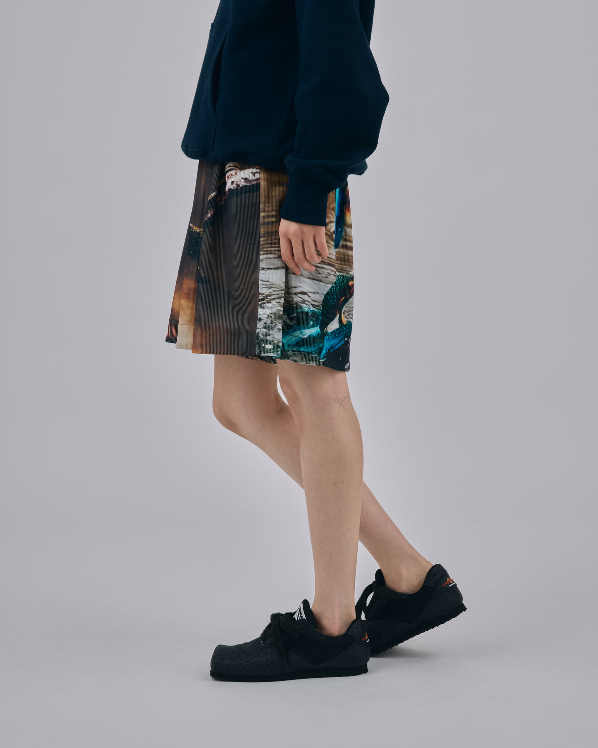 PRINT RIB WIDE SHORTS (BIRD)