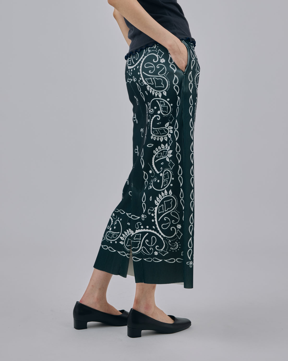 PRINT RIB SKIRT (BANDANNA BLACK)