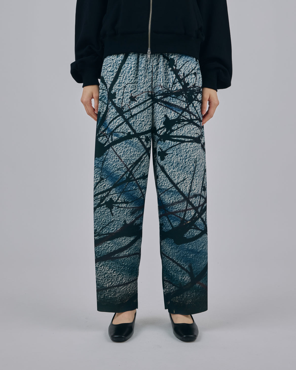 PRINT RIB WIDE PANTS (BRANCH)
