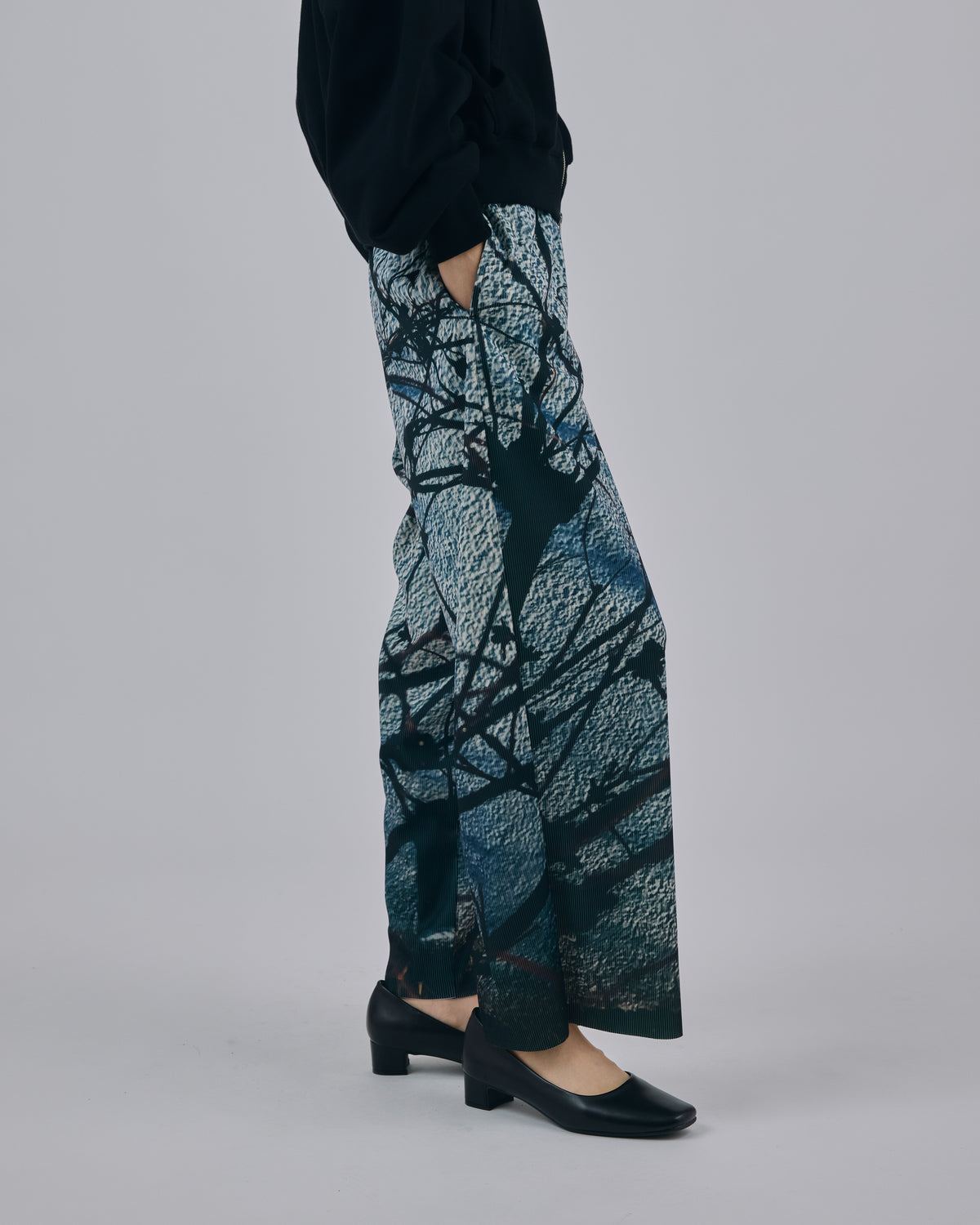 PRINT RIB WIDE PANTS (BRANCH)