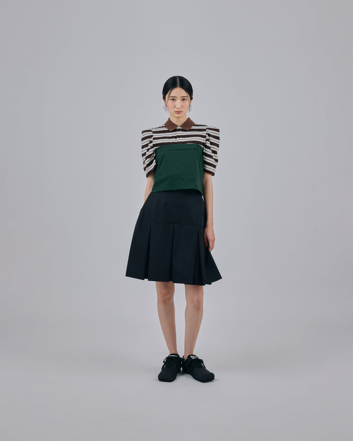 3WAY BORDER POLO SHIRT (BROWN x GREEN)