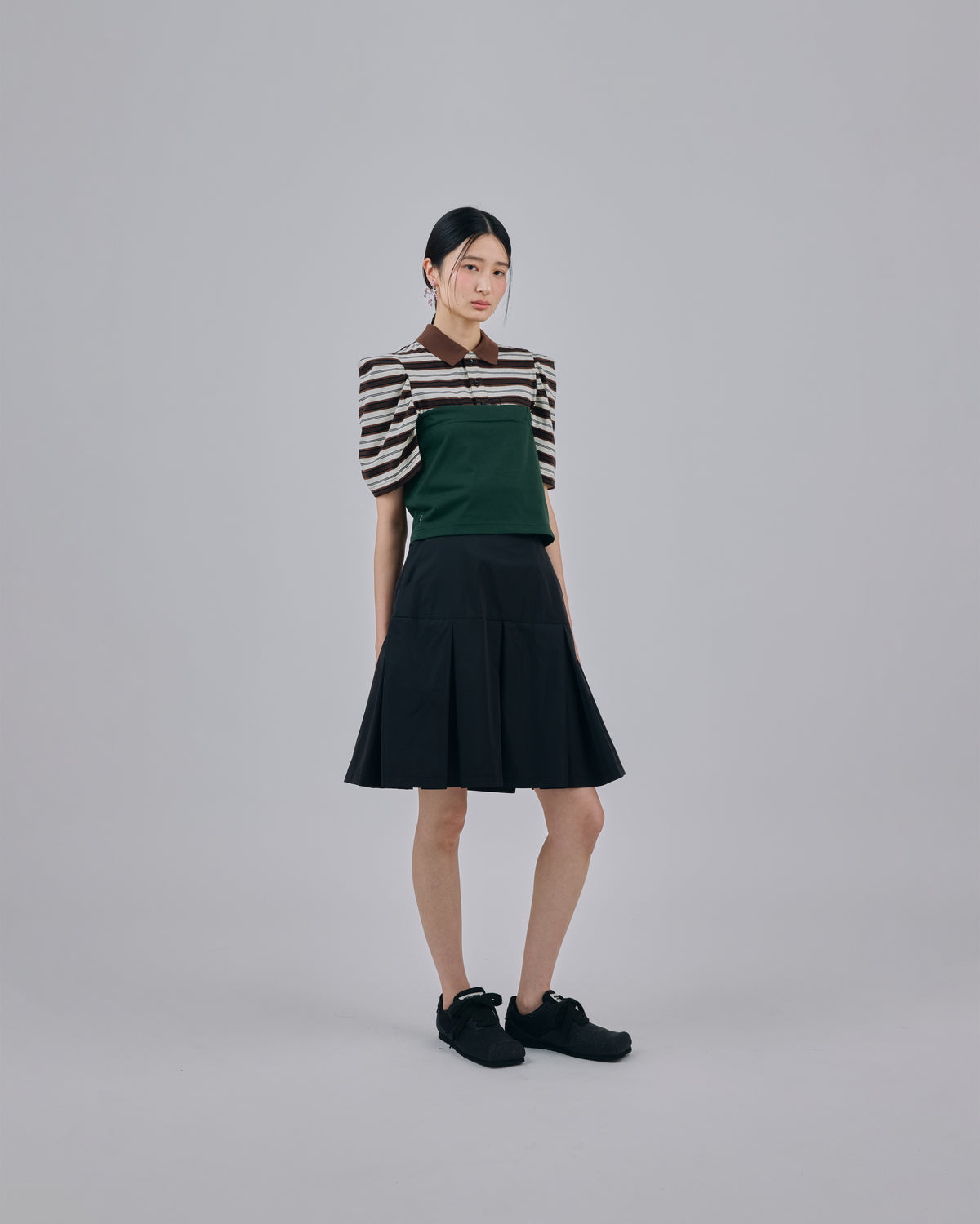 3WAY BORDER POLO SHIRT (BROWN x GREEN)