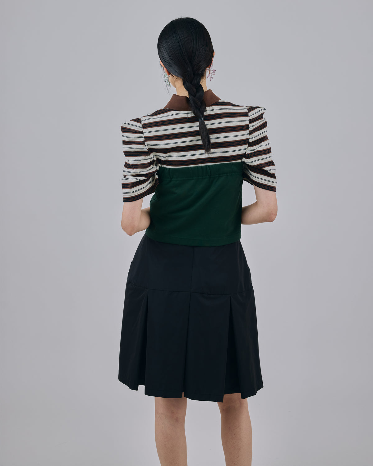 3WAY BORDER POLO SHIRT (BROWN x GREEN)