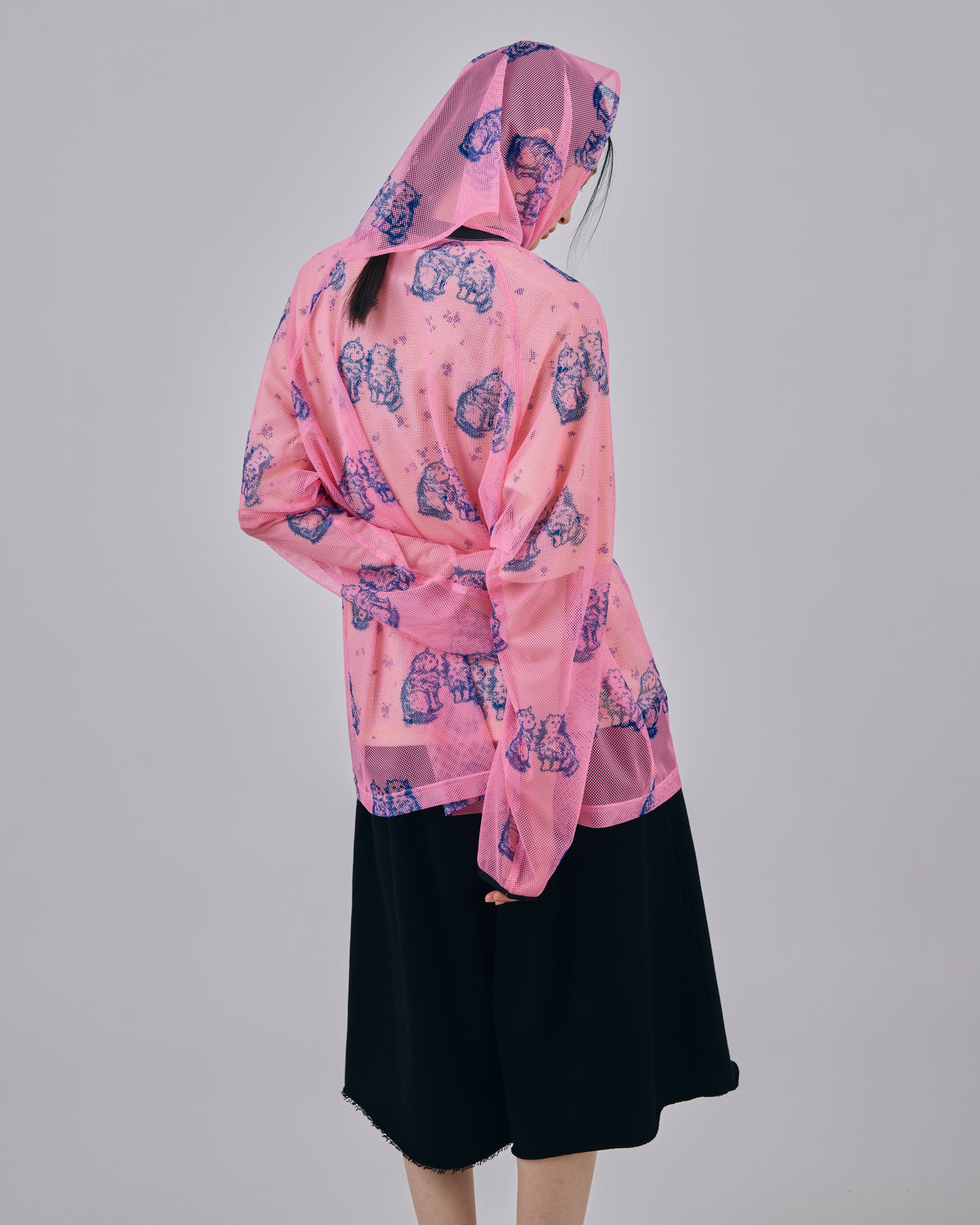 PRINT MESH PULLOVER & SCARF (PINK)