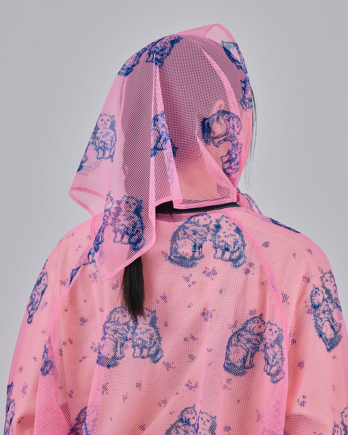 PRINT MESH PULLOVER & SCARF (PINK)
