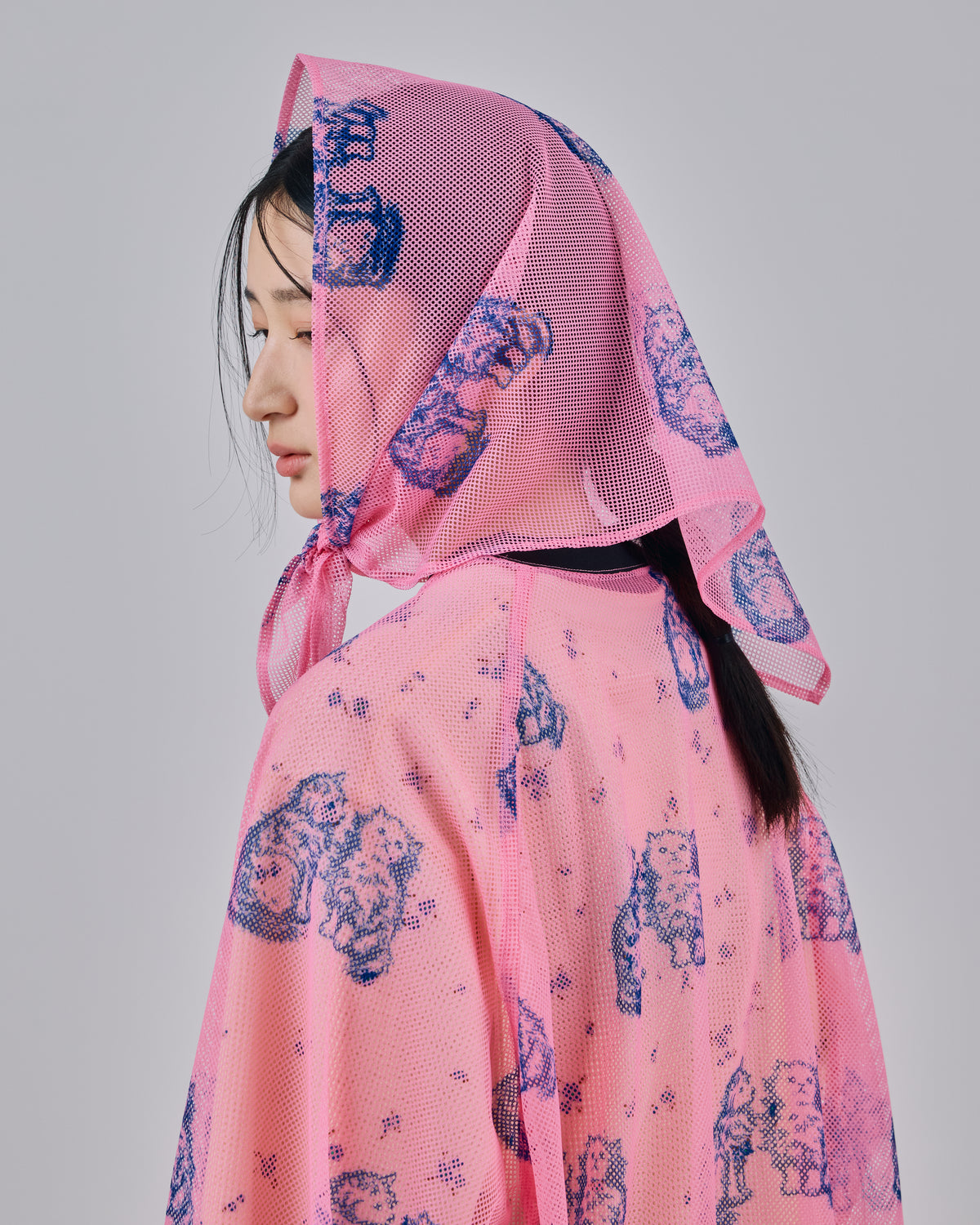 PRINT MESH PULLOVER & SCARF (PINK)
