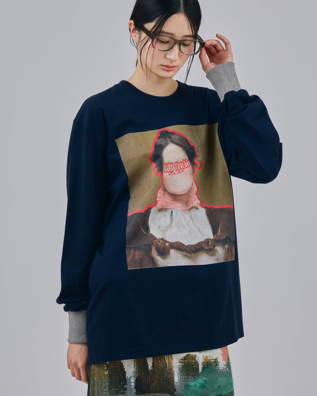 FACE PRINT L/S T-SHIRT(NAVY)