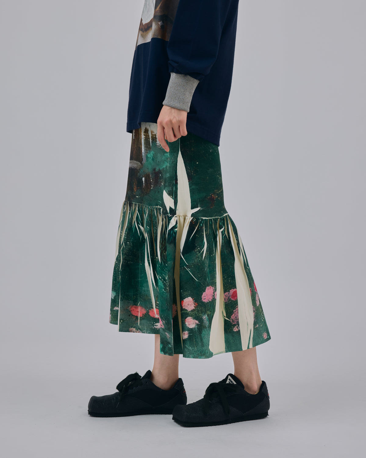 DIRECT PRINT RIB GATHER SKIRT (ART)