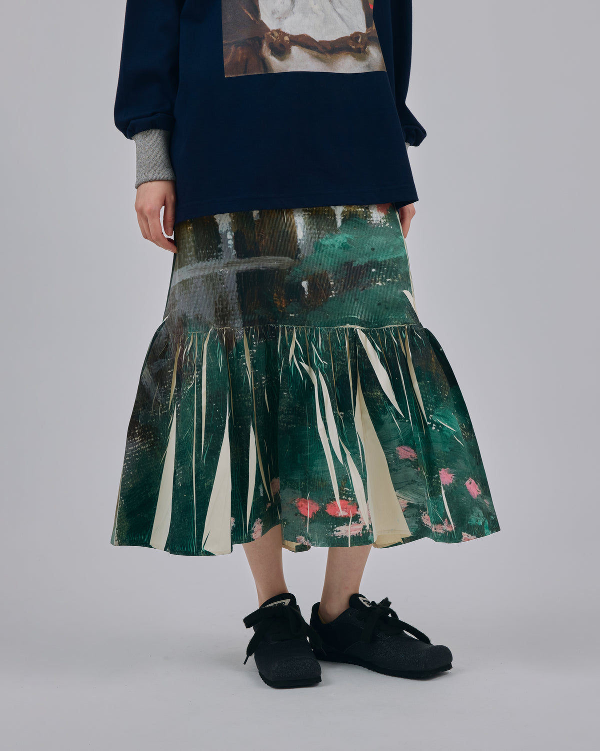 DIRECT PRINT RIB GATHER SKIRT (ART)