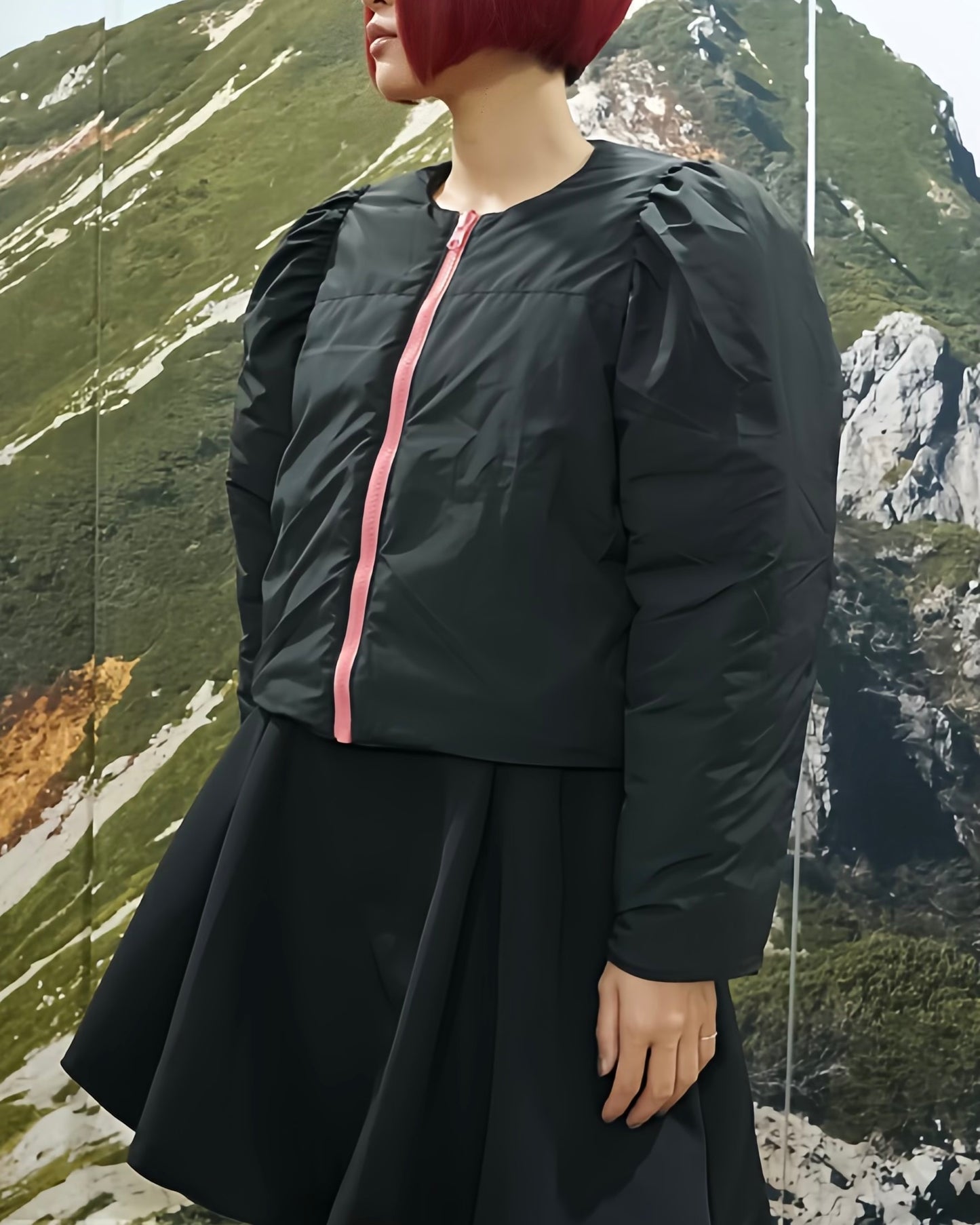 REVERSIBLE PUFFSLEEVE PADDING JACKET (STAR x BLACK)