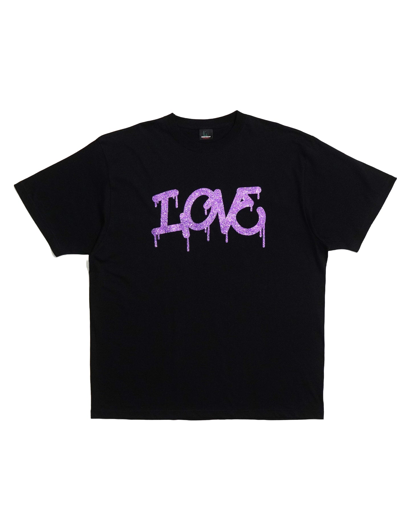 GLITTER PRINT BIG T-SHIRT (LOVE/BLACK)