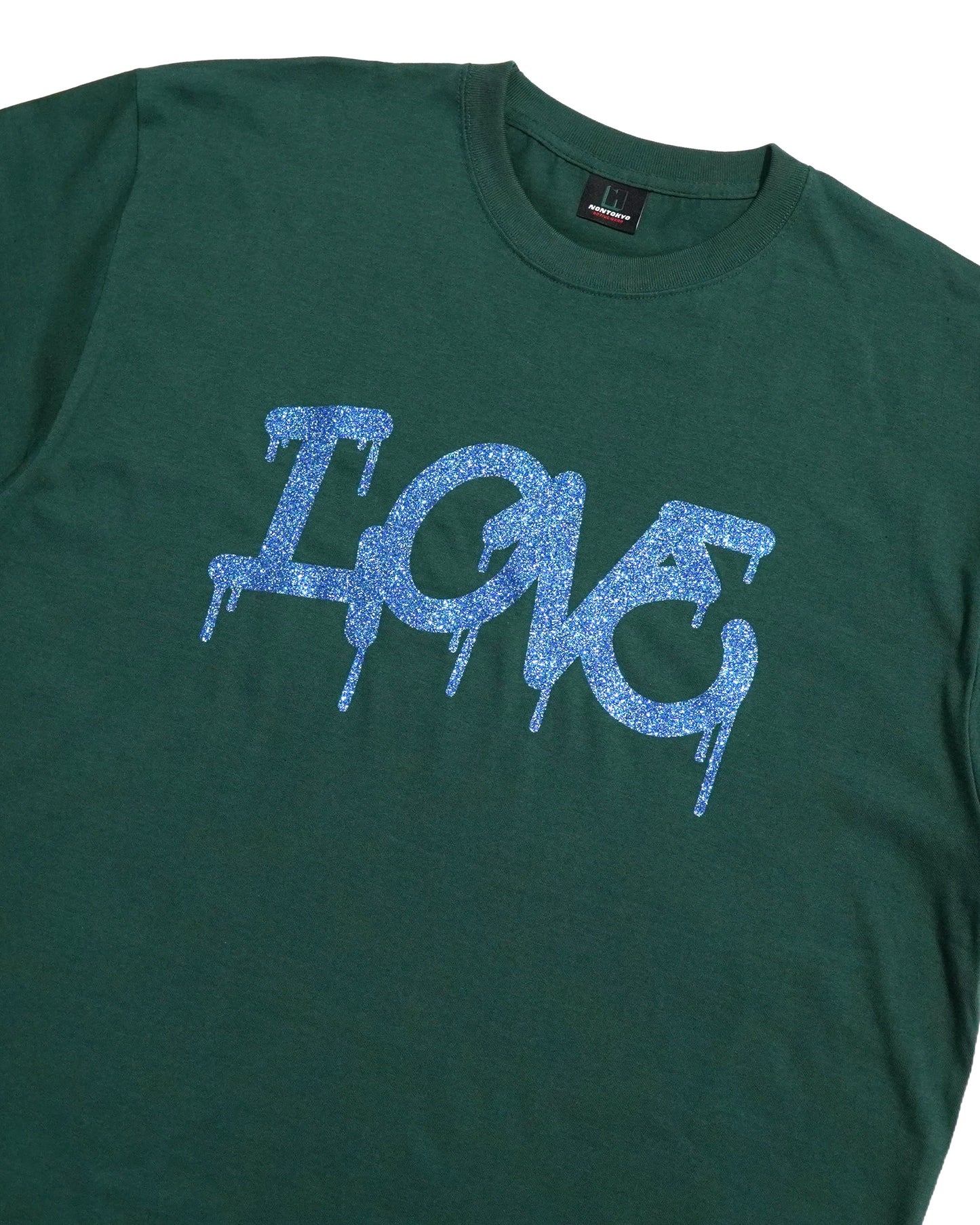 GLITTER PRINT BIG T-SHIRT (LOVE/GREEN)