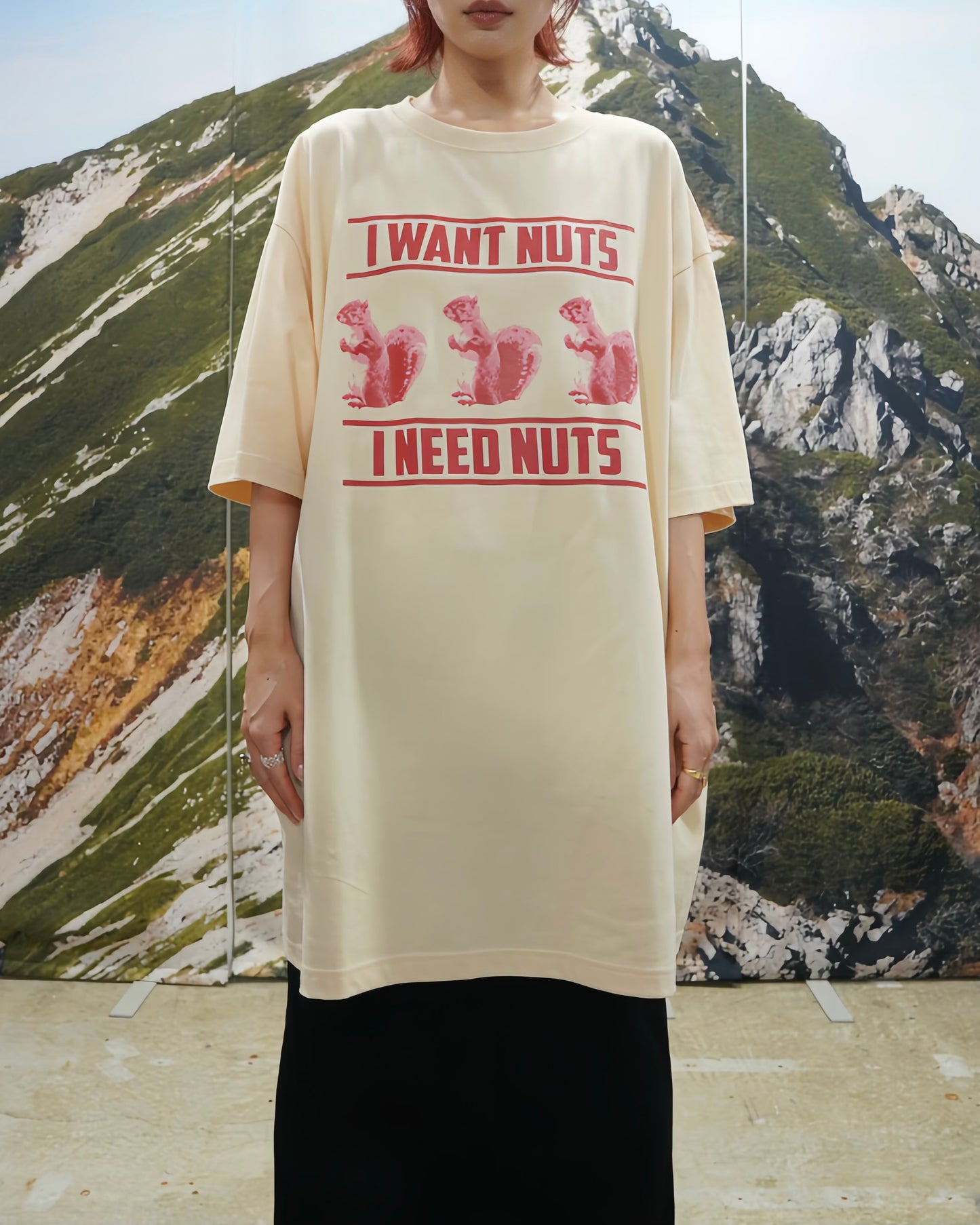 SQUIRREL PRINT BIG T-SHIRT (PINK)