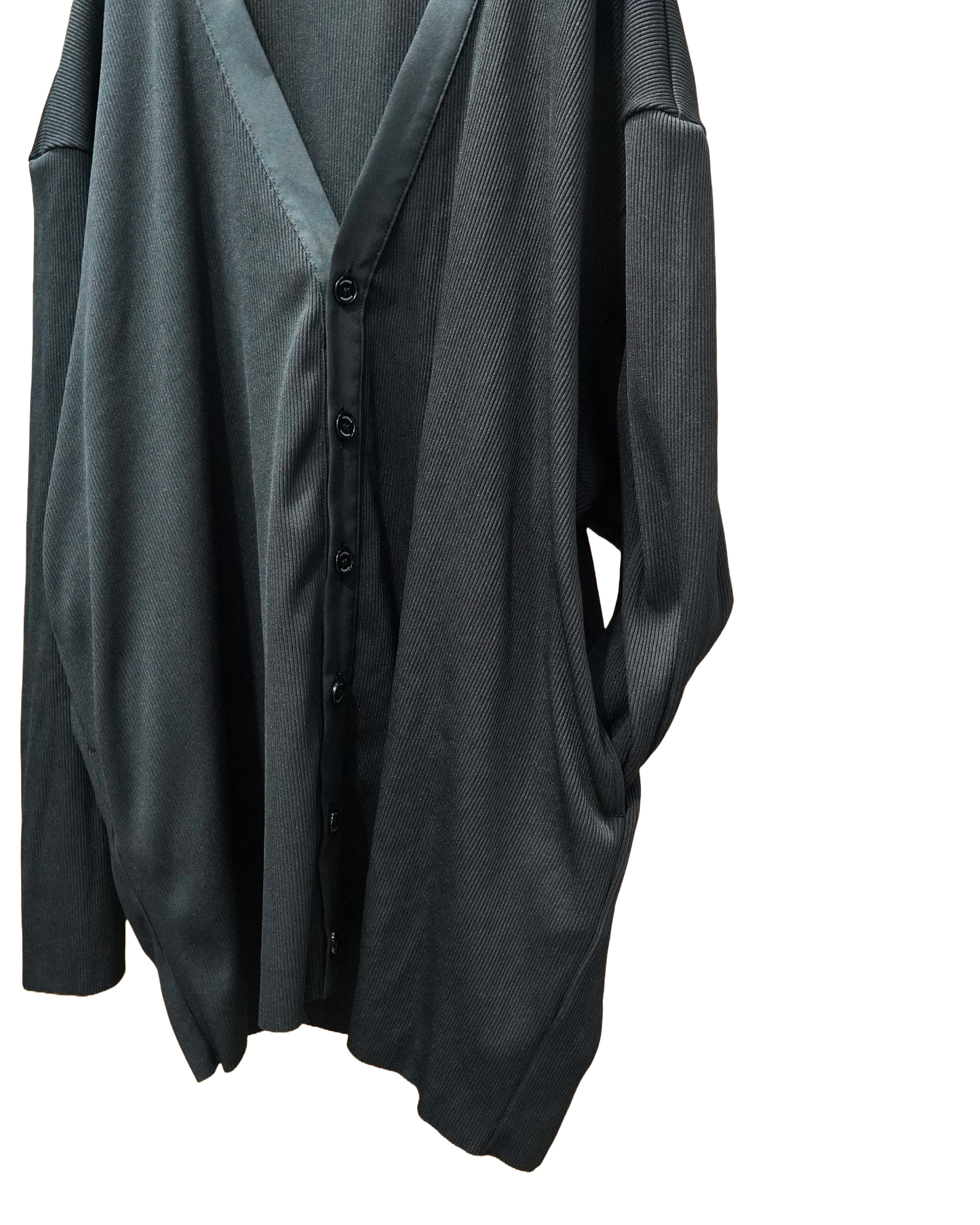 RIB BIG CARDIGAN (BLACK)