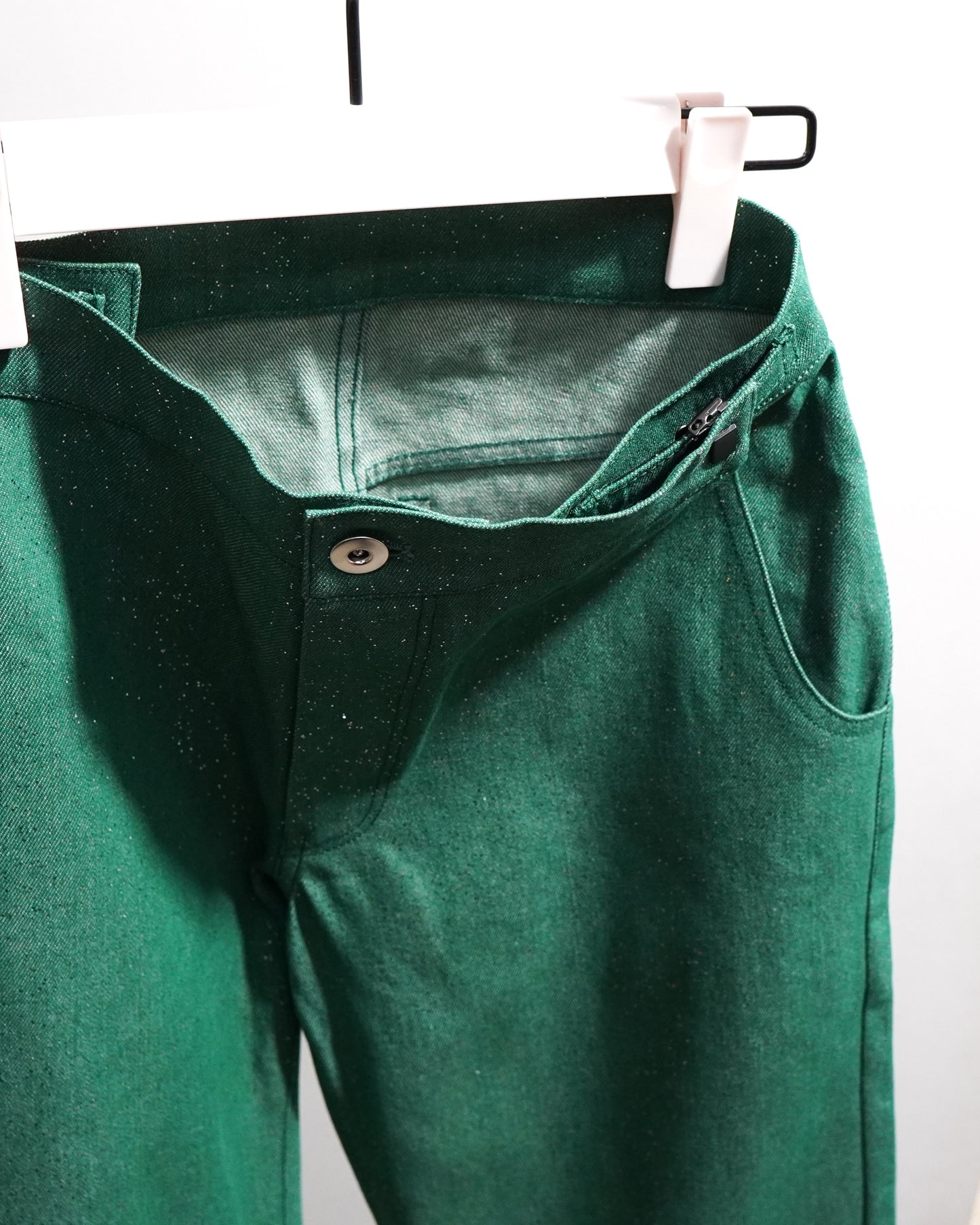 LAME DENIM PANTS (GREEN)