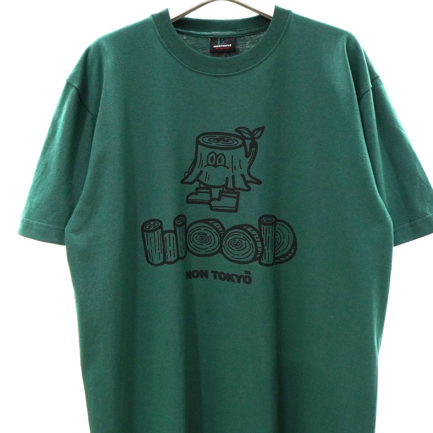 NON TOKYO / HAND PRINT T-SHIRT (WOOD MAN/GREEN) / 〈ノントーキョー〉ハンドプリントTシャツ (グリーン)