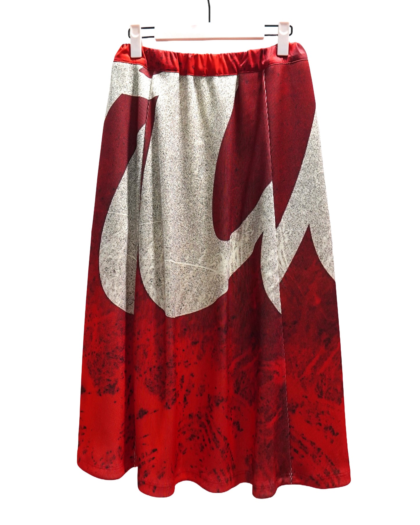 PRINT RIB FLARE SKIRT (COKE)