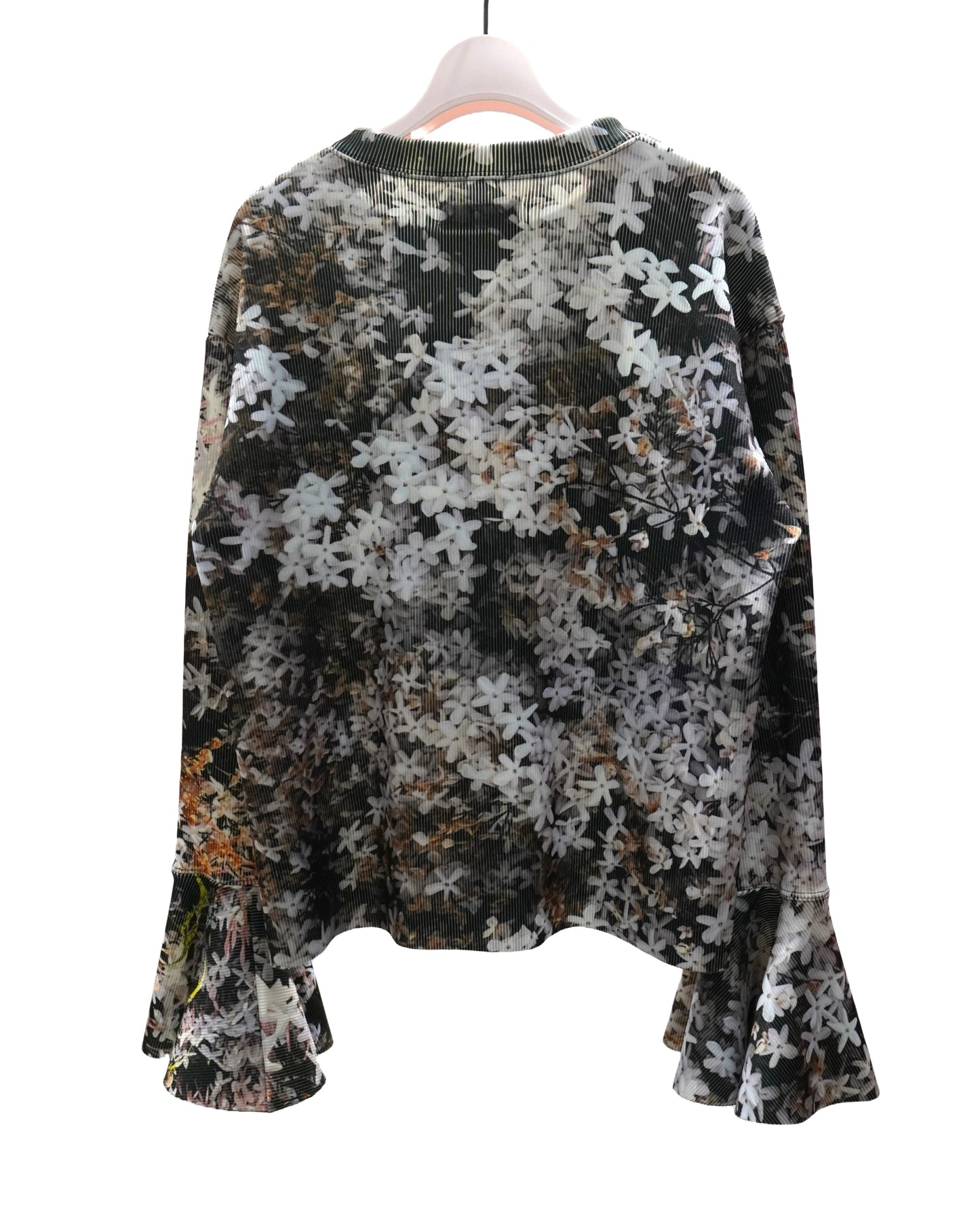 PRINT RIB FLARE SLEEVE C/S (FLOWER)