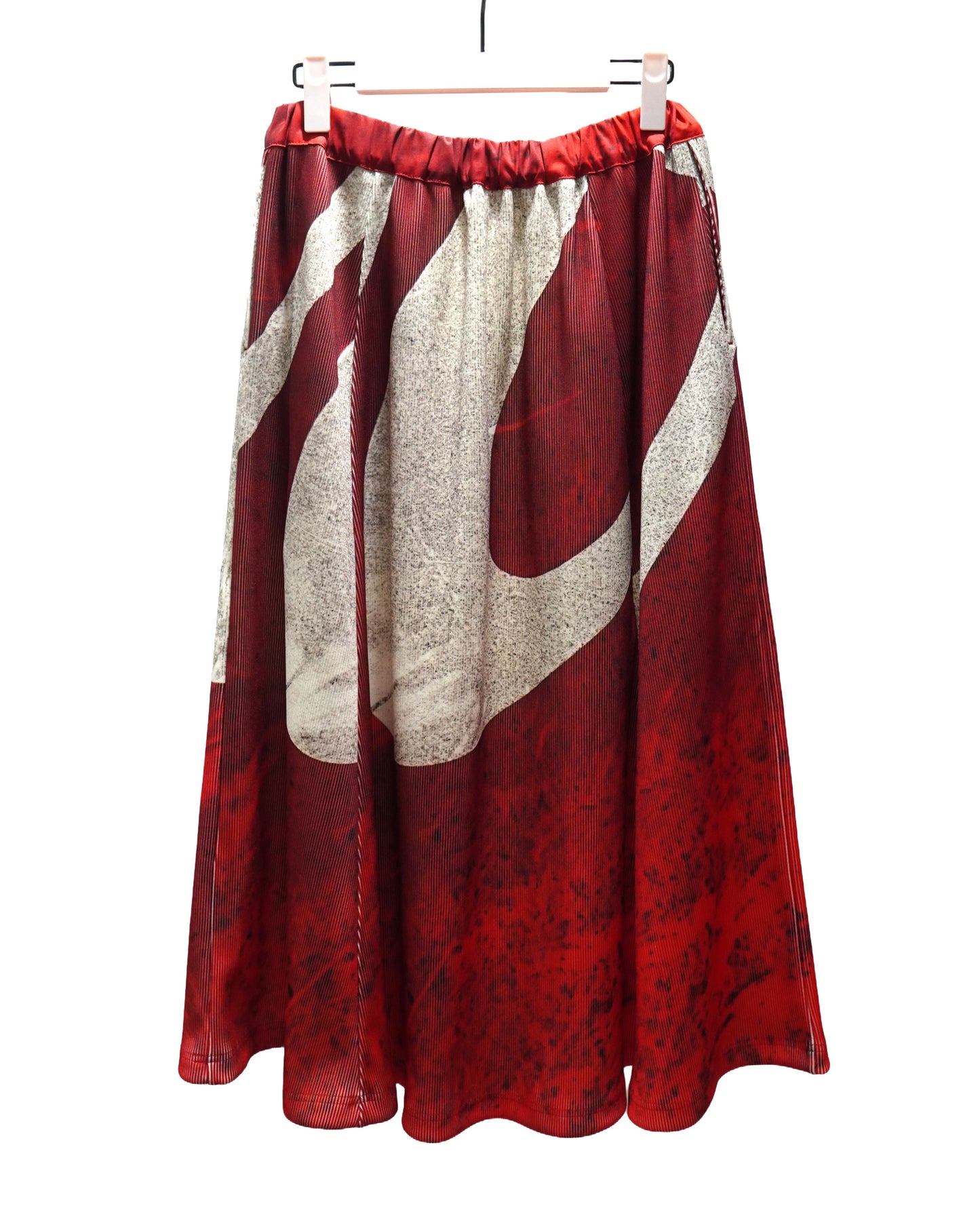 PRINT RIB FLARE SKIRT (COKE)