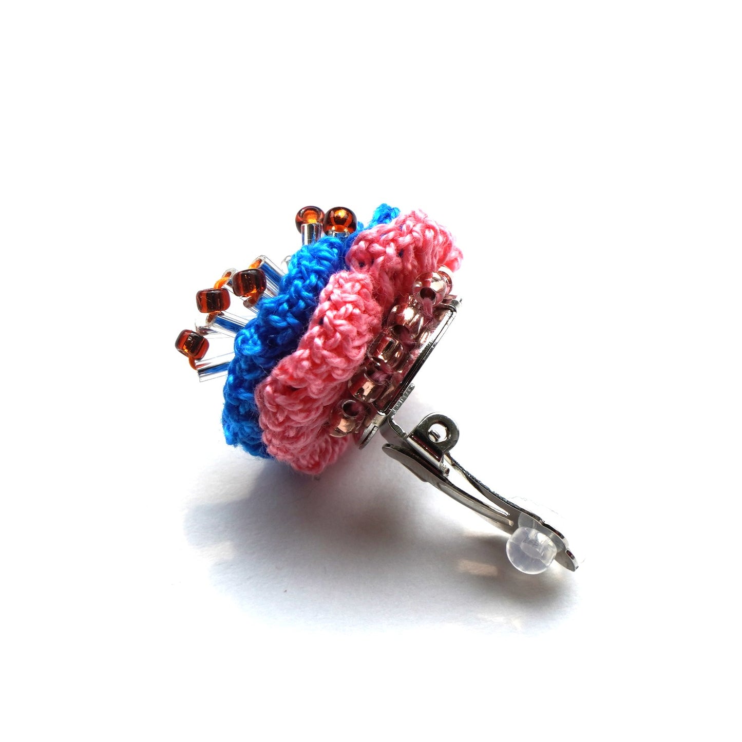 NON TOKYO / CROCHETING FLOWER EARRING (BLUE×PINK) / <NON TOKYO> Crochet flower earrings (blue x pink)