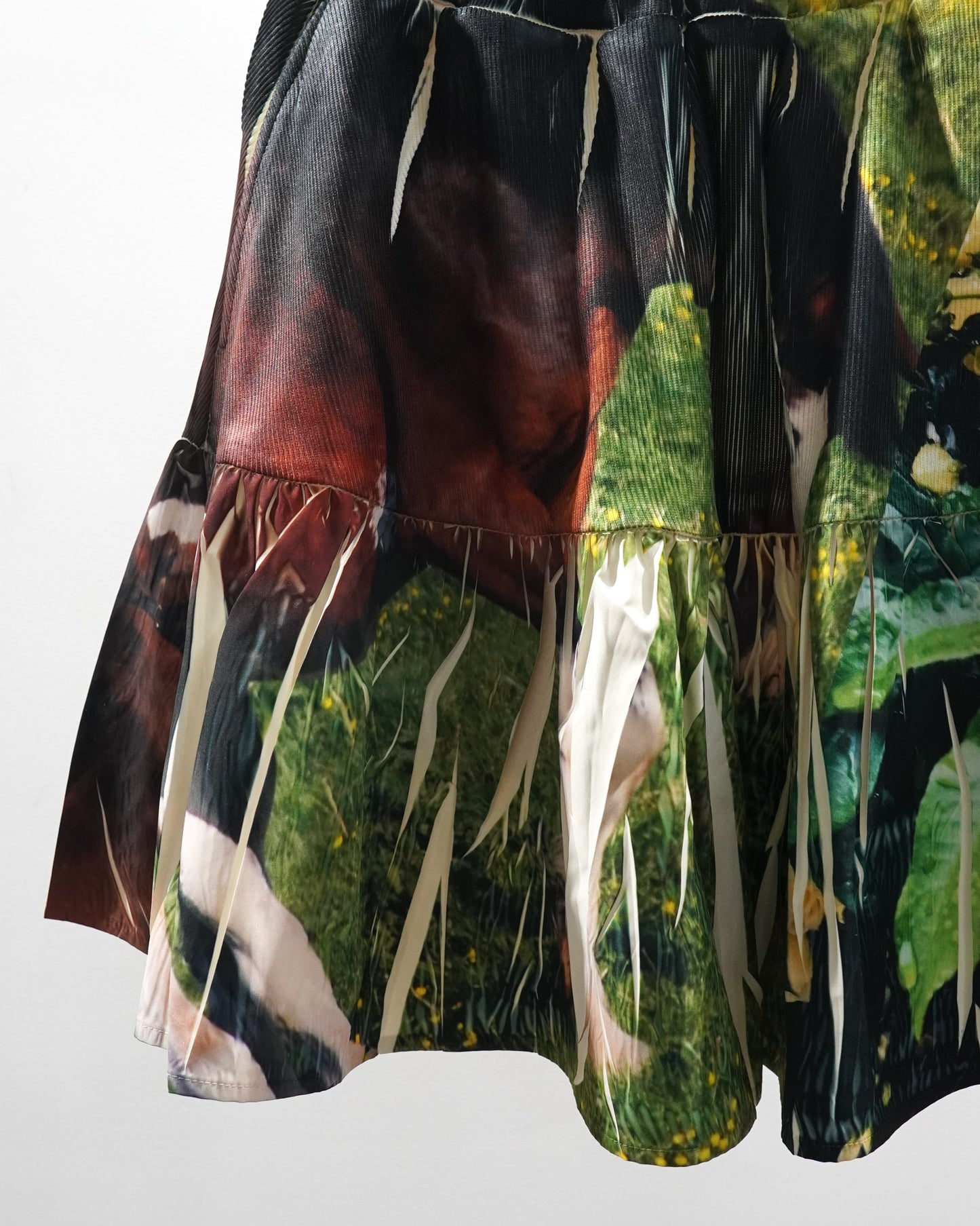 DIRECT PRINT RIB GATHER MINI SKIRT (COLLAGE)