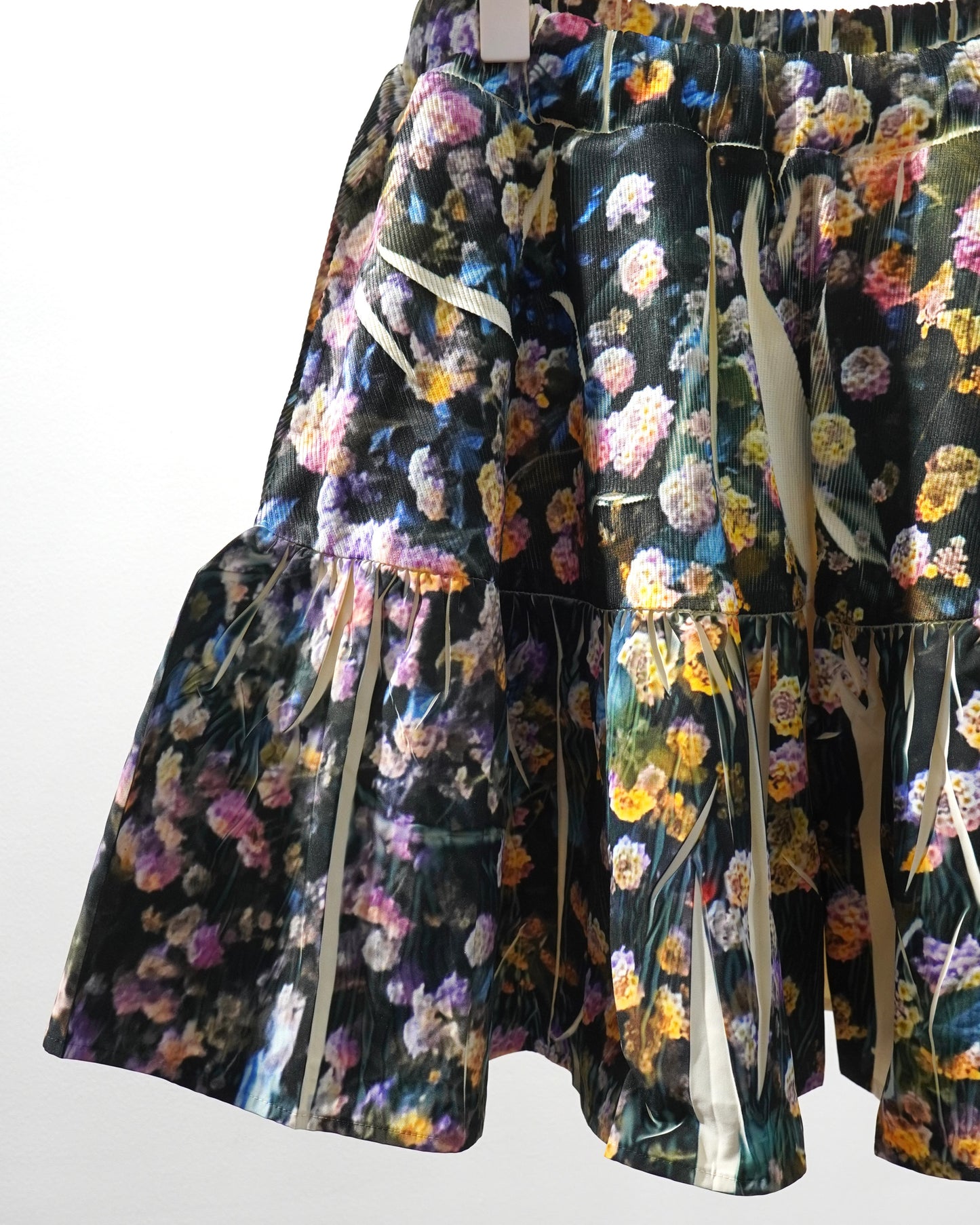 DIRECT PRINT RIB GATHER MINI SKIRT (FLOWER)