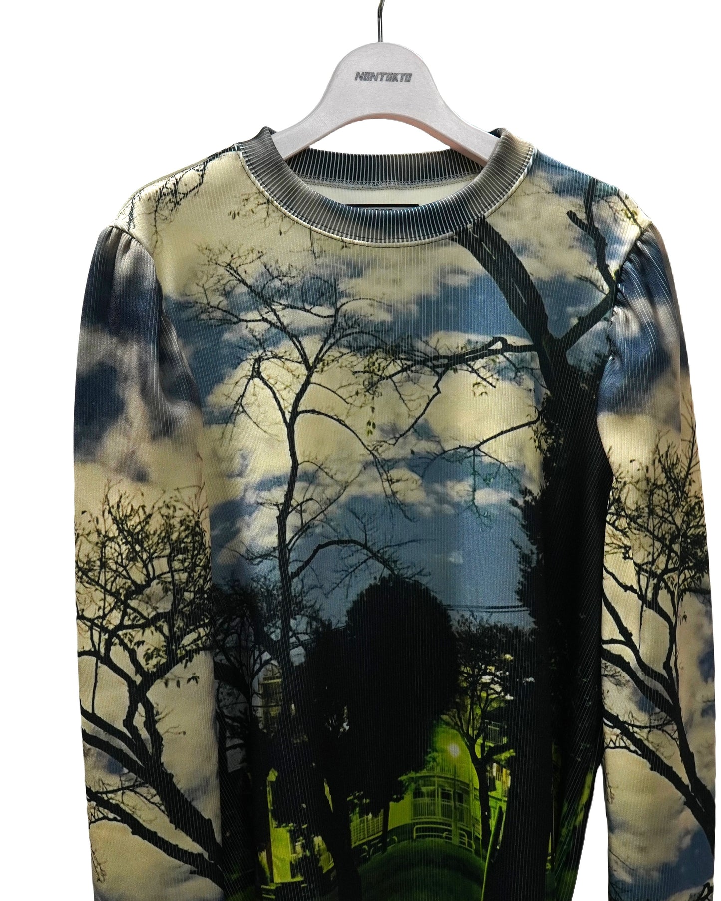 PRINT RIB PUFF SLEEVE C/S (PARK)