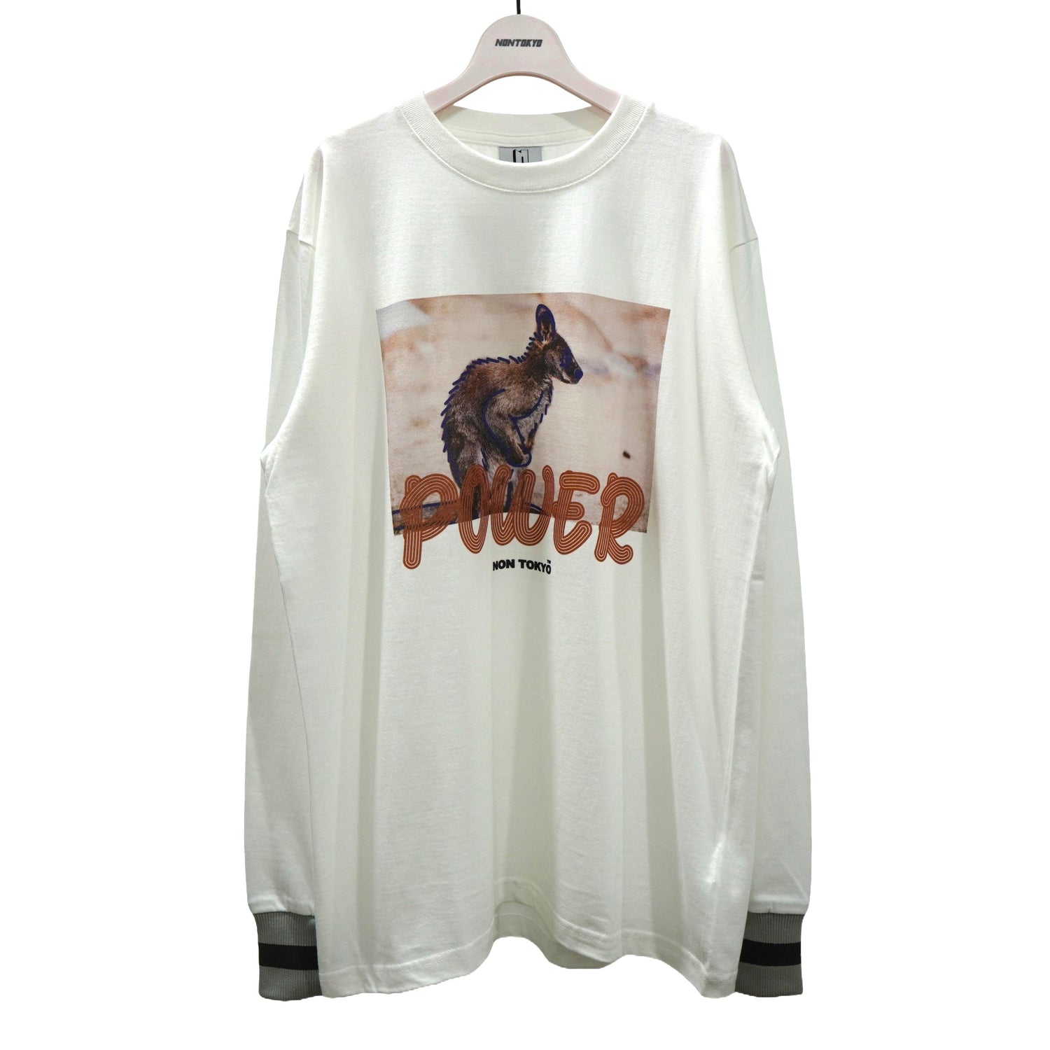 NON TOKYO / KANGAROO LONG T/S (WHITE) / 〈ノントーキョー〉カンガルー長袖Tシャツ (ホワイト)