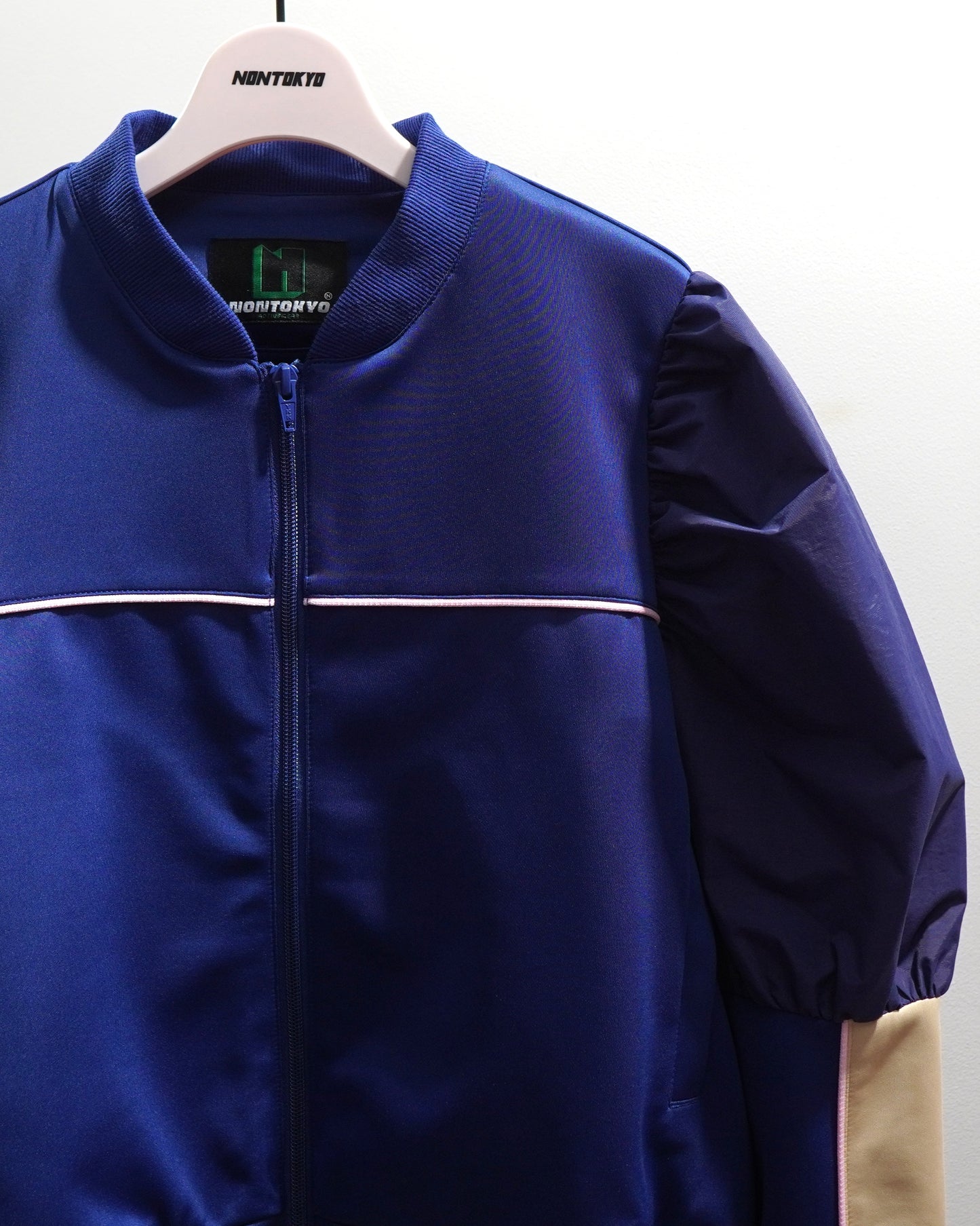 PUFF SLEEVE ZIP-UP JERSEY (BLUE)