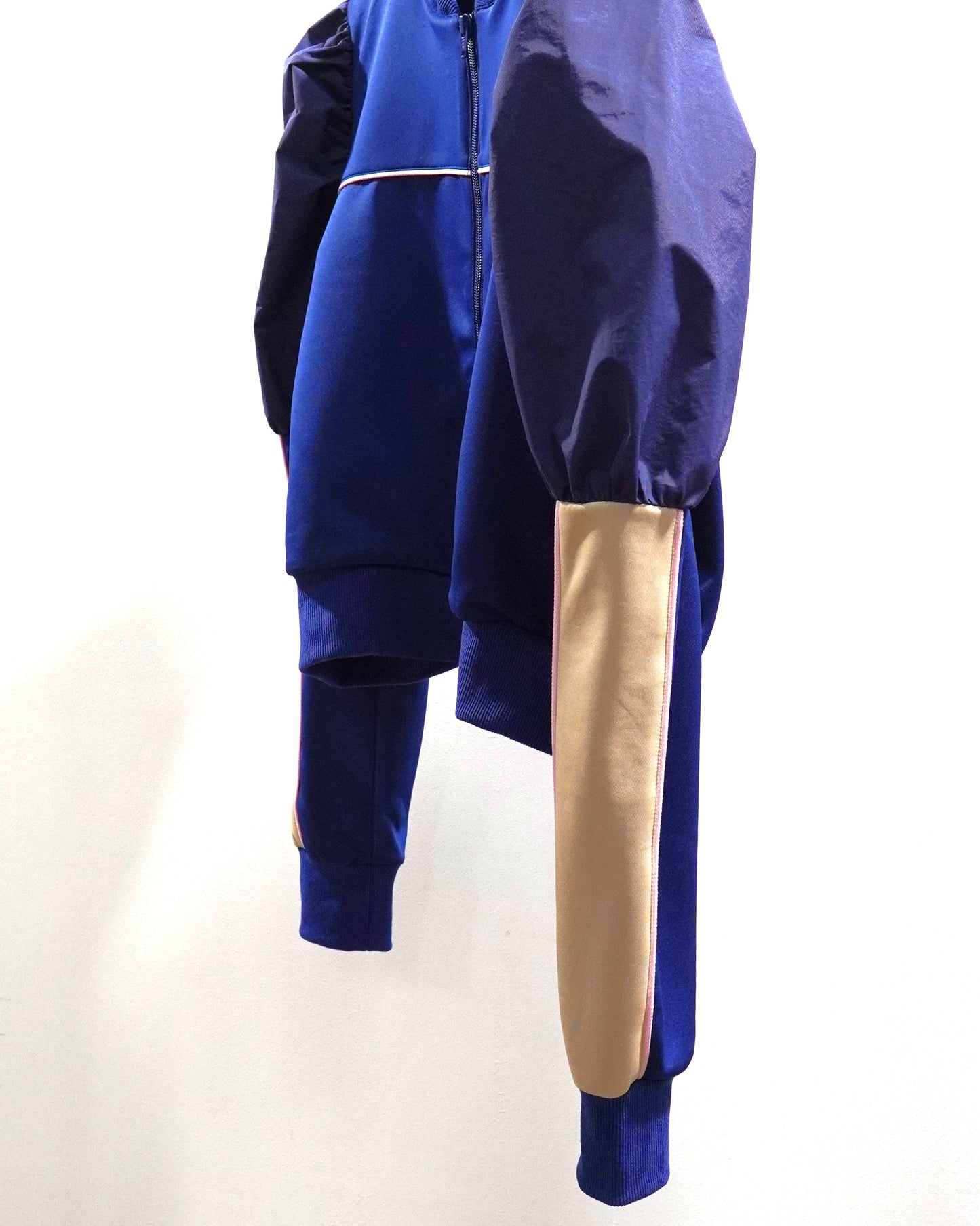 PUFF SLEEVE ZIP-UP JERSEY (BLUE)