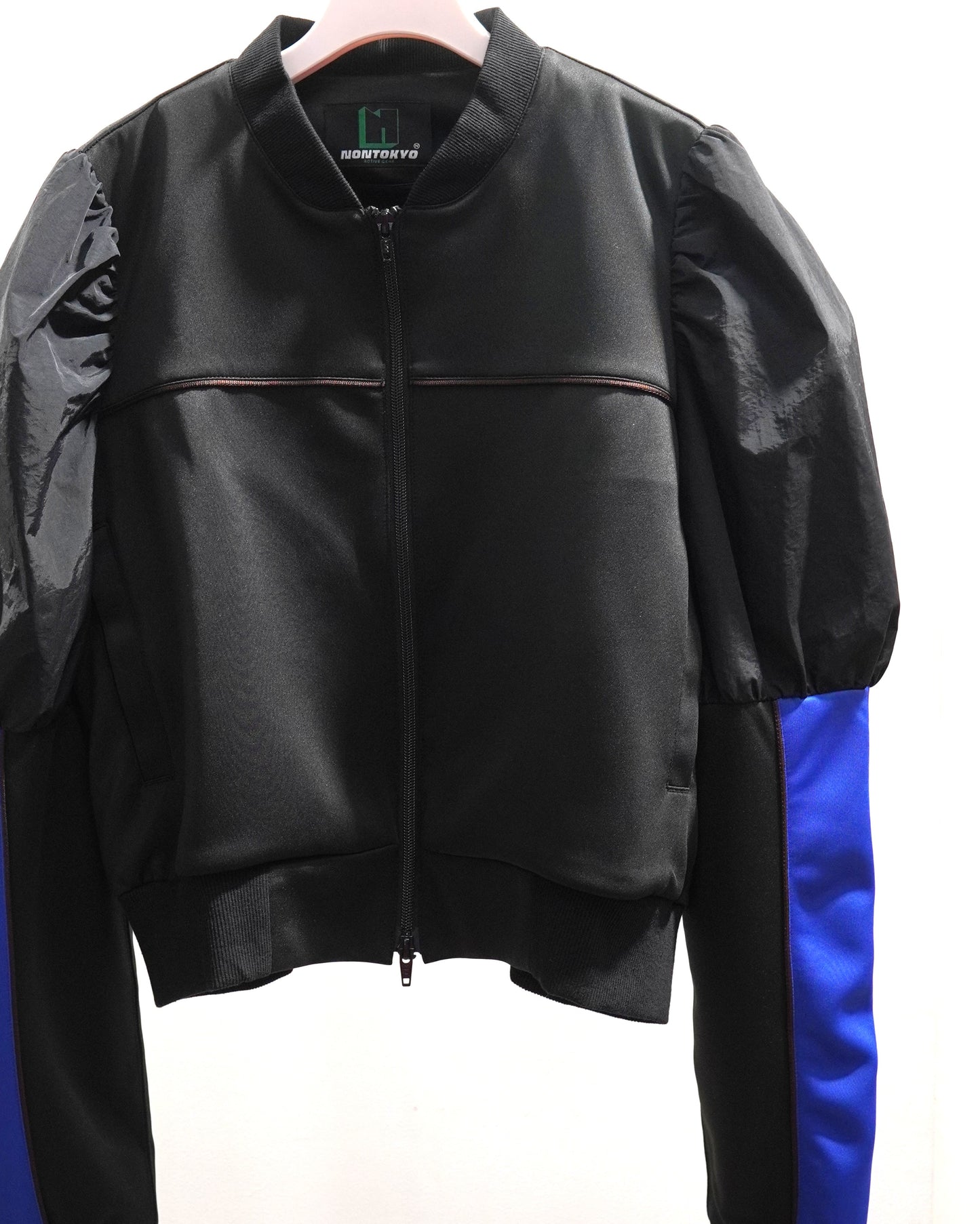 PUFF SLEEVE ZIP-UP JERSEY (BLACK)