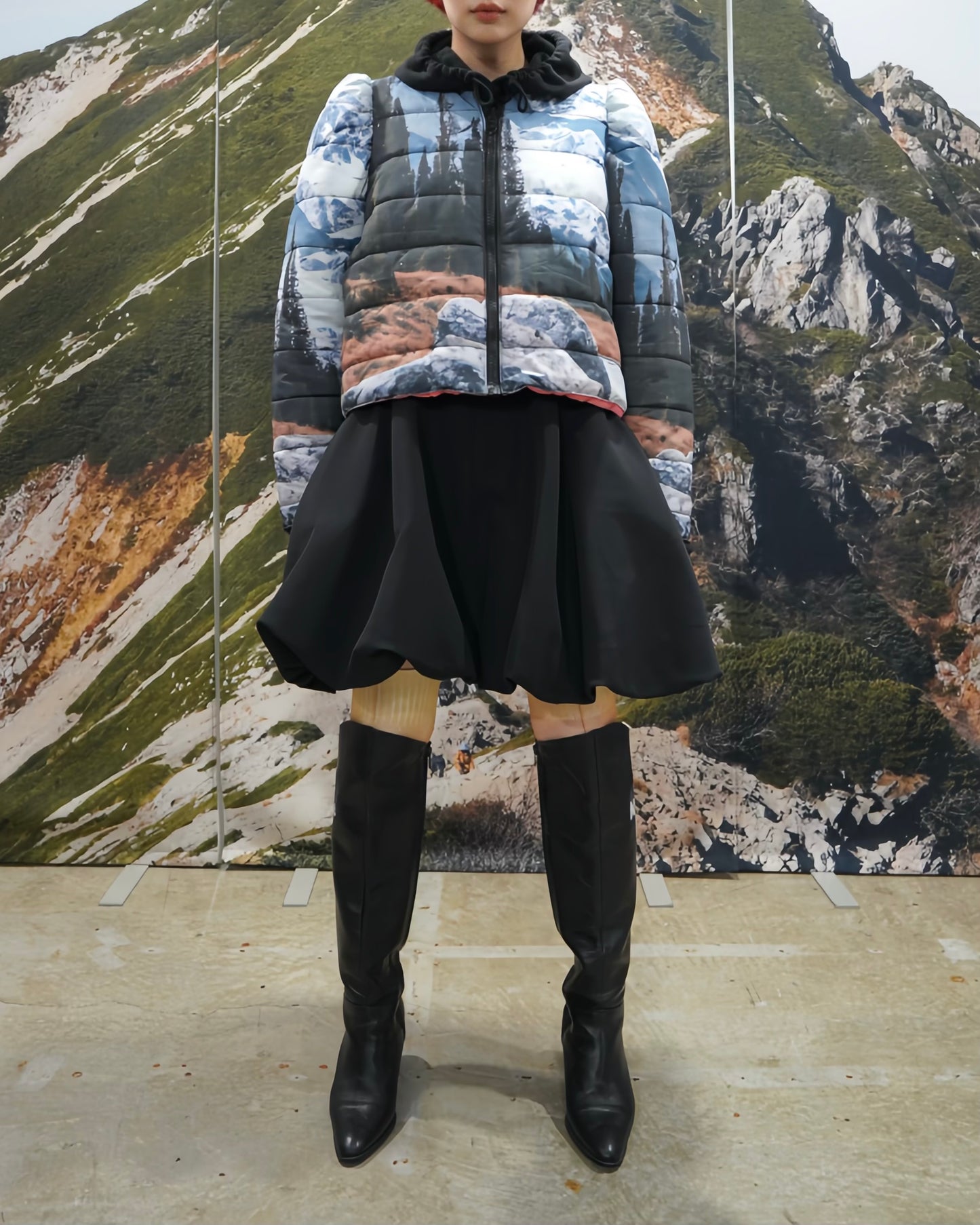 REVERSIBLE PUFFSLEEVE PADDING JACKET (MOUNTAIN x PINK)