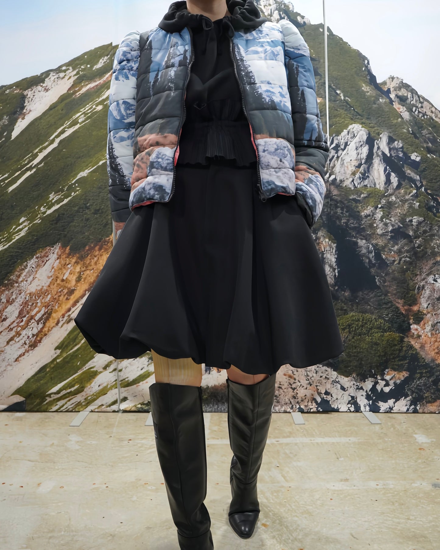 REVERSIBLE PUFFSLEEVE PADDING JACKET (MOUNTAIN x PINK)