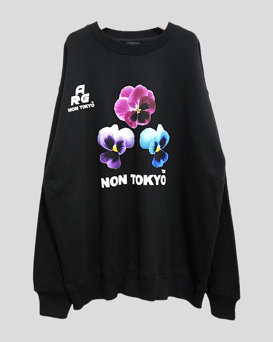 NON TOKYO / PRINT SWEAT(PANSY / BLACK) / 〈ノントーキョー〉プリントスウェット (パンジー / ブラック)